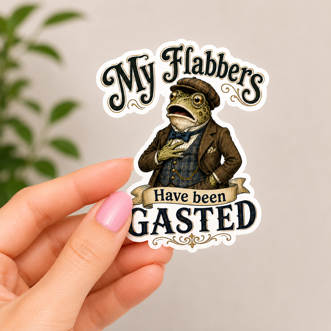 My Flabbers have been Gasted Victorian Frog Sticker