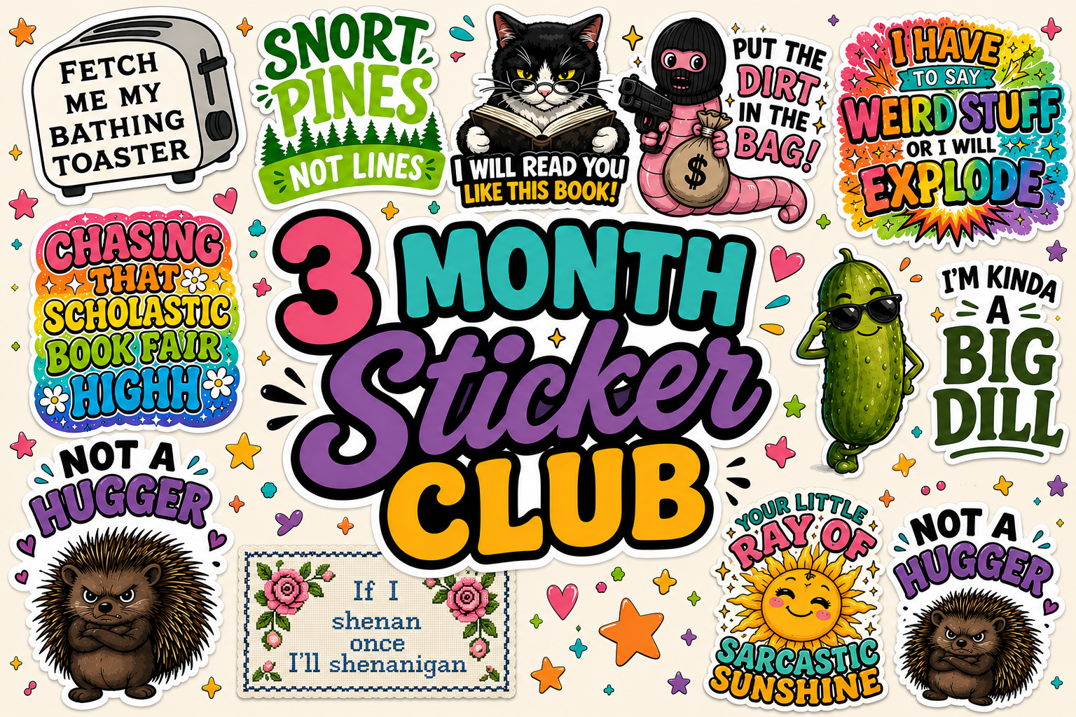 3 Month Funny Sticker Club