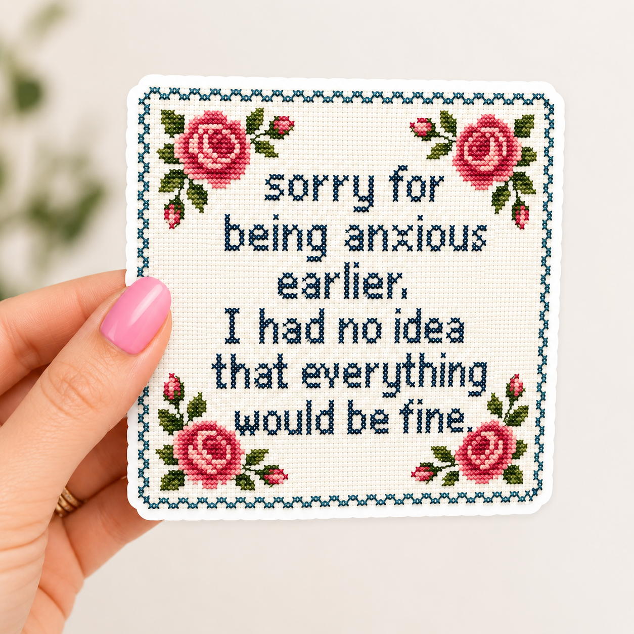 Sorry for being Anxious Earier-Anxiety Apology Embroidered Sticker