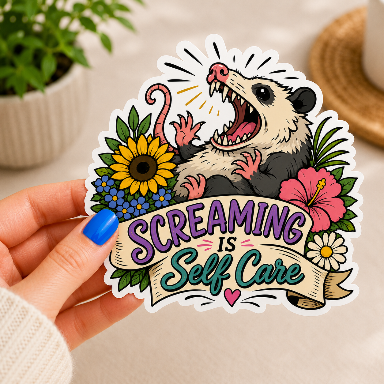 Screaming is Self Care Sticker