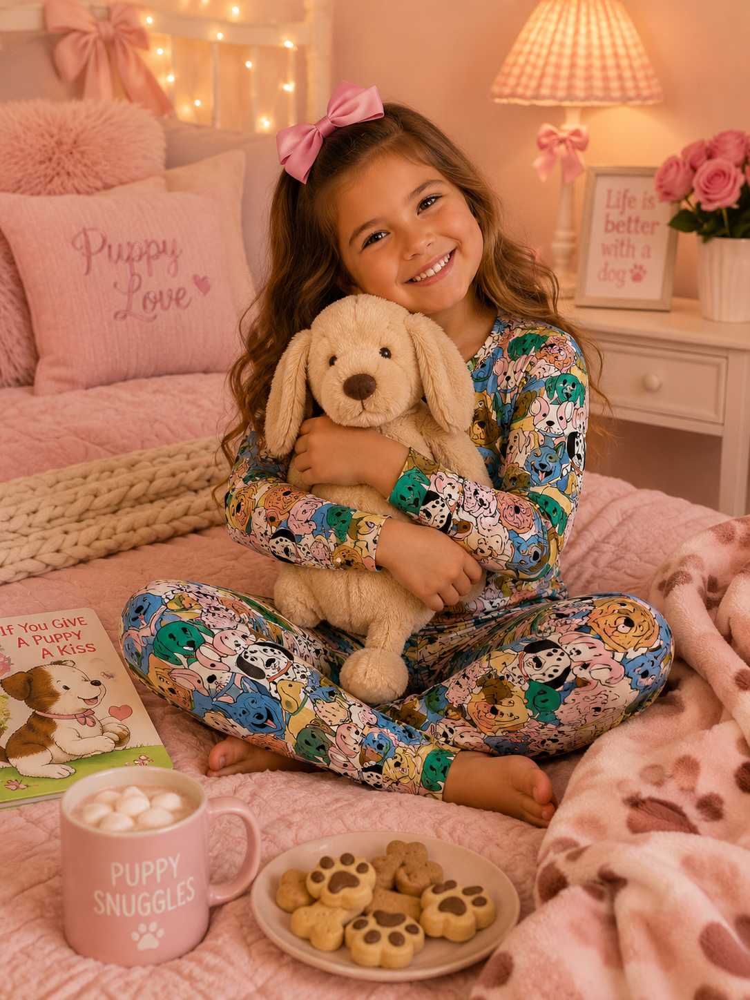 Kids' Puppy Print Pajama Set