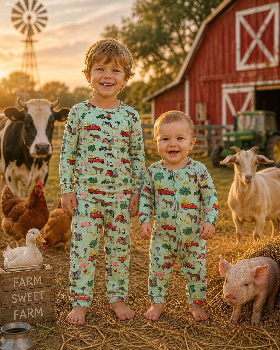 Farmyard Kids Premium Bamboo  Pajama Set