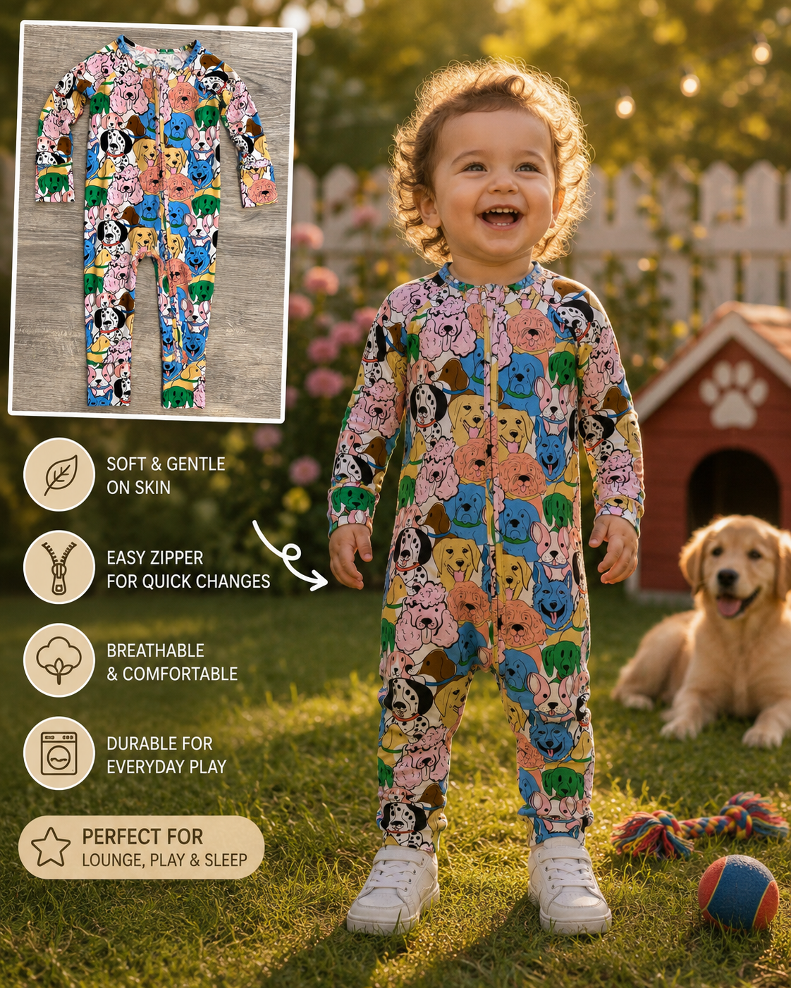 Kids' Puppy Print Pajama Set