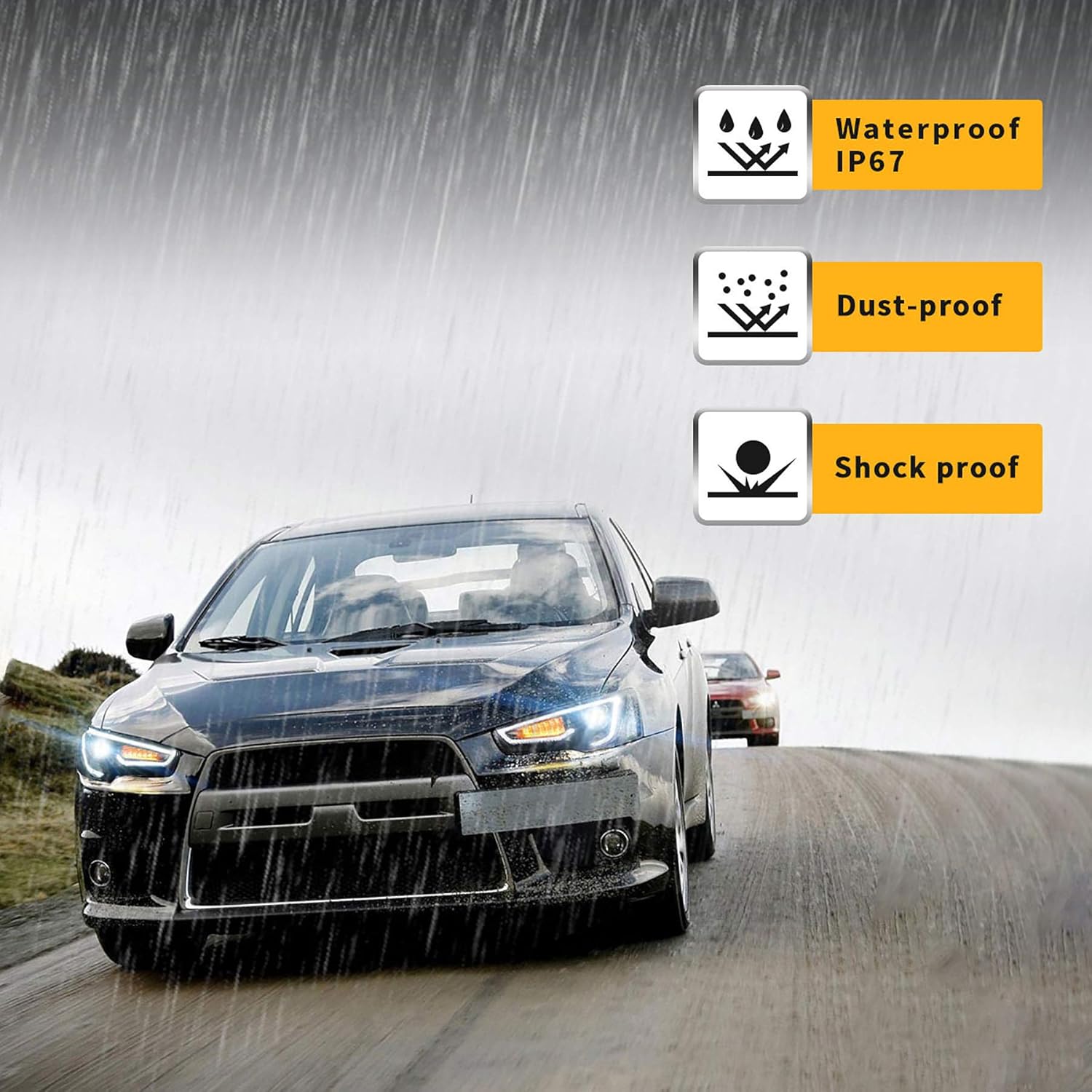 VLAND Faros LED compatibles con Mitsubishi Lancer& EVO X 2008-2020, Incluye Izquierda y Derecha (Transparente)