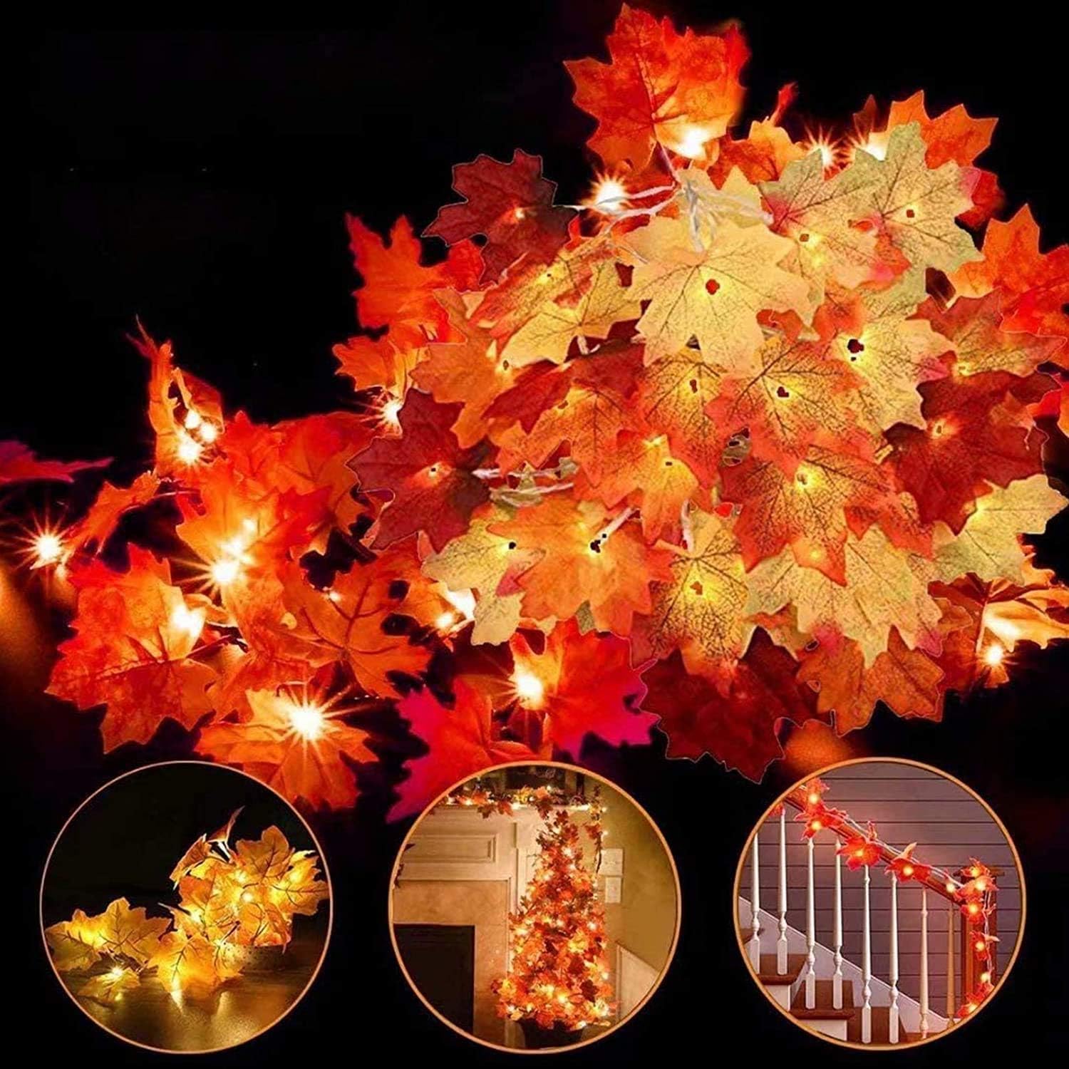 Tira Led, LETTURE Guirnaldas Luces Hojas De Otoño Tira Luces Led Garland Decorativas 3m 20 LED para Navidad Fiesta Año Nuevo Boda Decorarar en Casa Dormitorio Patio Jardín