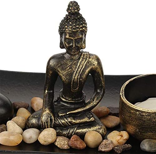 FTVOGUE 1 Unidades Estatua de Buda Zen Budismo Candelabro Incienso Titular Artículos de decoración para el hogar Buda Candelabro Arena Meditación Pacífica Relájese decoración