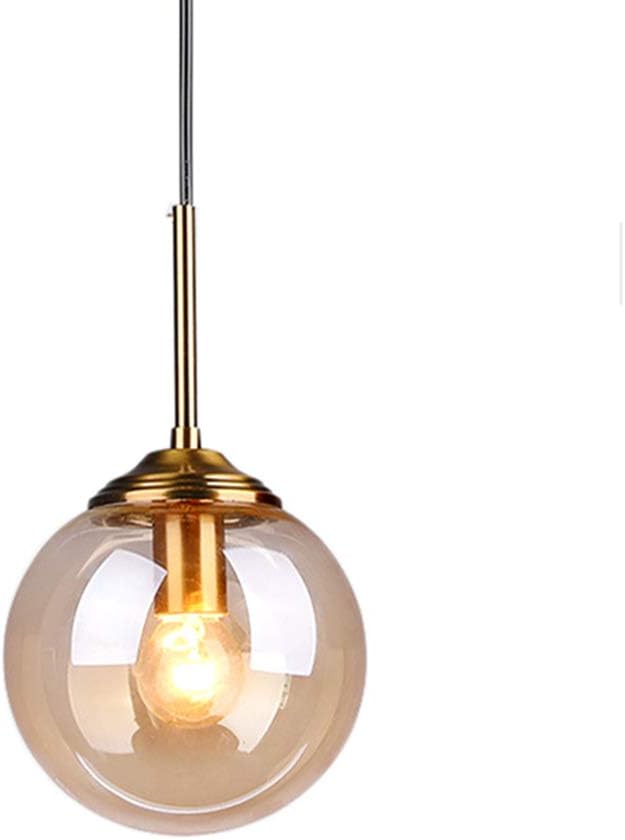H XD GLOBAL - Lámpara colgante industrial retro de 3 vías, lámpara colgante de racimo, accesorios de latón con visualización de globo de vidrio (ámbar)
