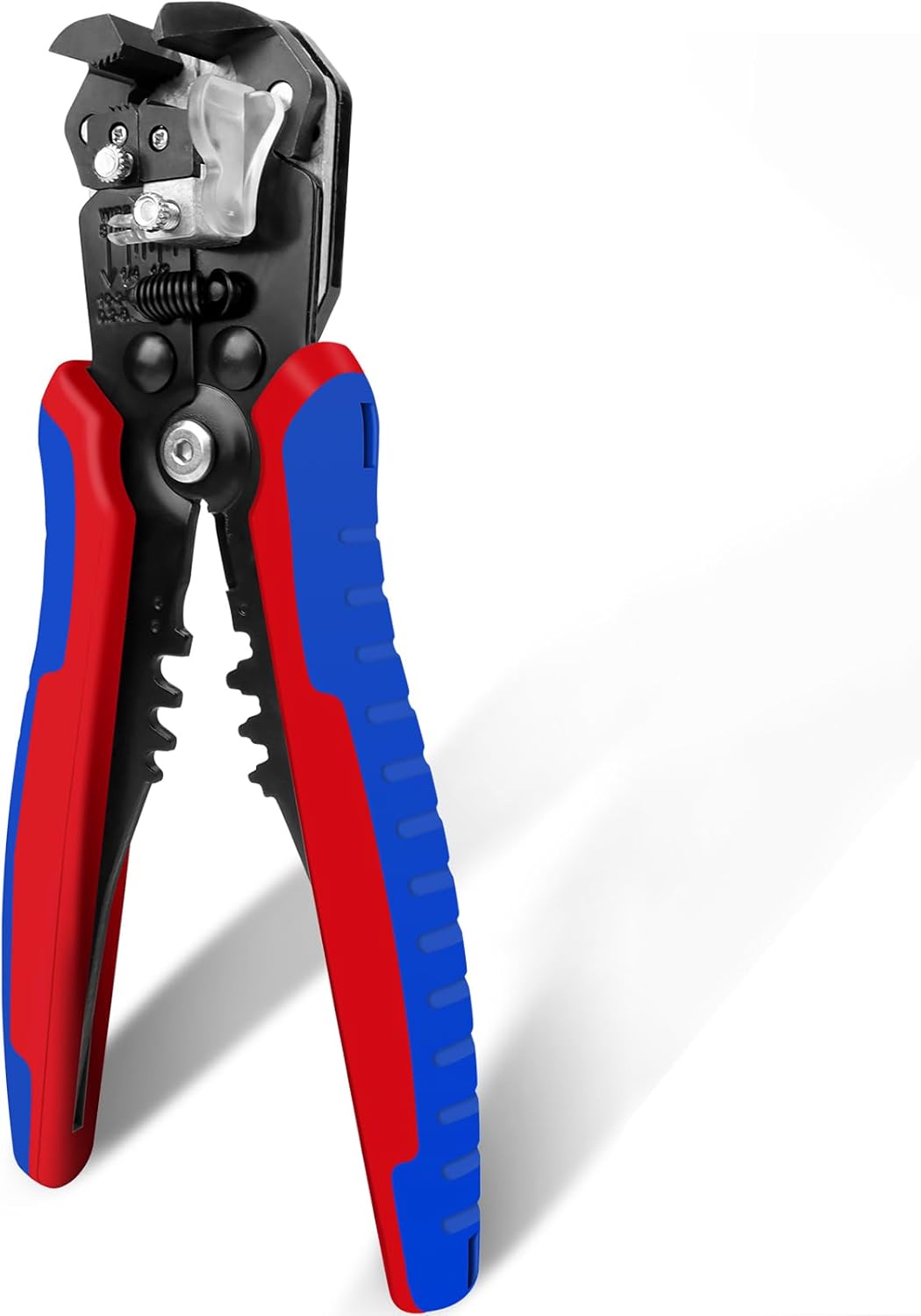 Pela Cables,3 en 1 Pinzas Pelacables Automático,Peladora/Cortadora/Crimpadora,AWG 10-24,Pelador de Cable para Electricistas,Reparación de Circuitos,Uso Industrial y Doméstico(Azul-Rojo)