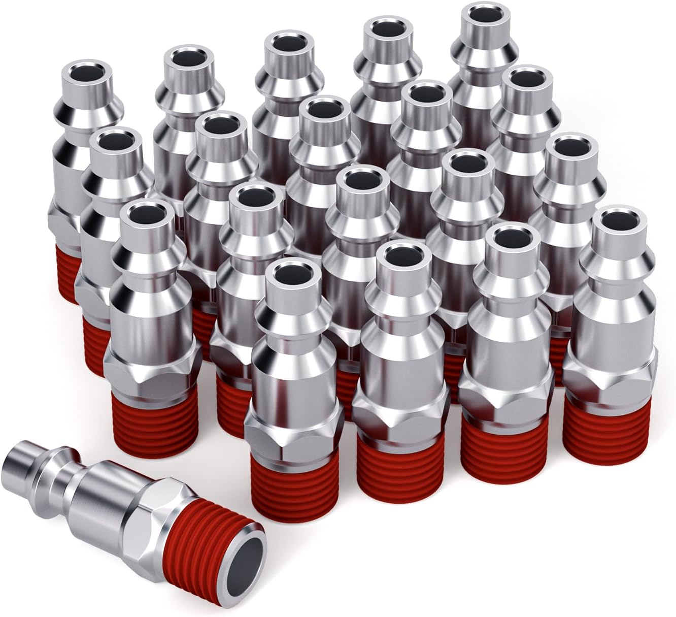 Gasher 1/4 pulgadas NPT macho enchufe de aire industrial, tapones neumáticos 300 PSI (paquete de 20)