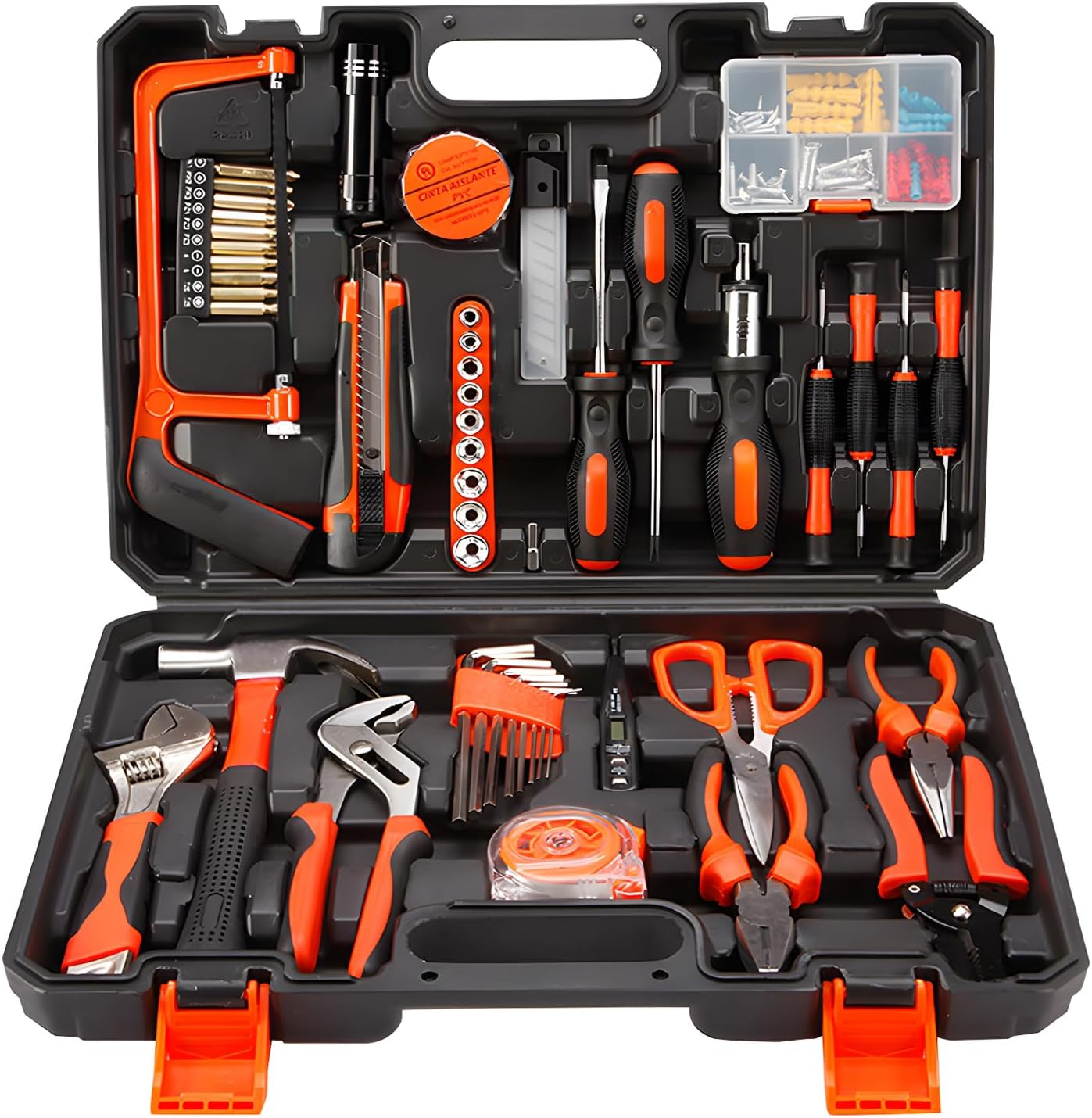 Juegos de Herramientas Manuales, Caja de Herramientas 102 en 1, Kit de Herramientas Manuales de Reparación Portátil y Universal, Adecuado para uso de Mantenimiento en el hogar, garaje y oficina