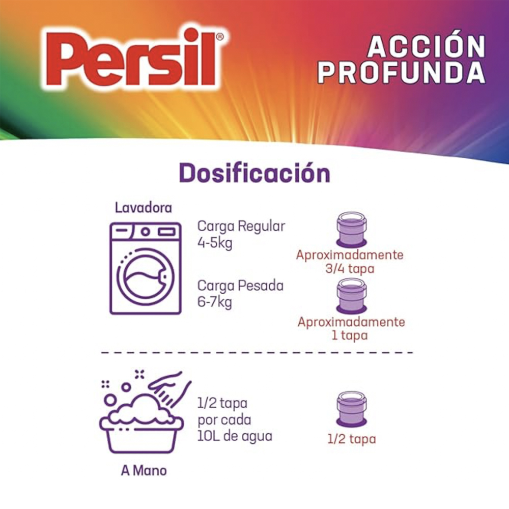 Persil - Detergente Gel Colores Vivos 6.64L Jabón Líquido para Ropa Acción Profunda (96 cargas)