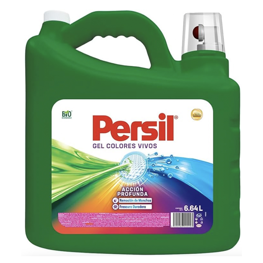 Persil - Detergente Gel Colores Vivos 6.64L Jabón Líquido para Ropa Acción Profunda (96 cargas)