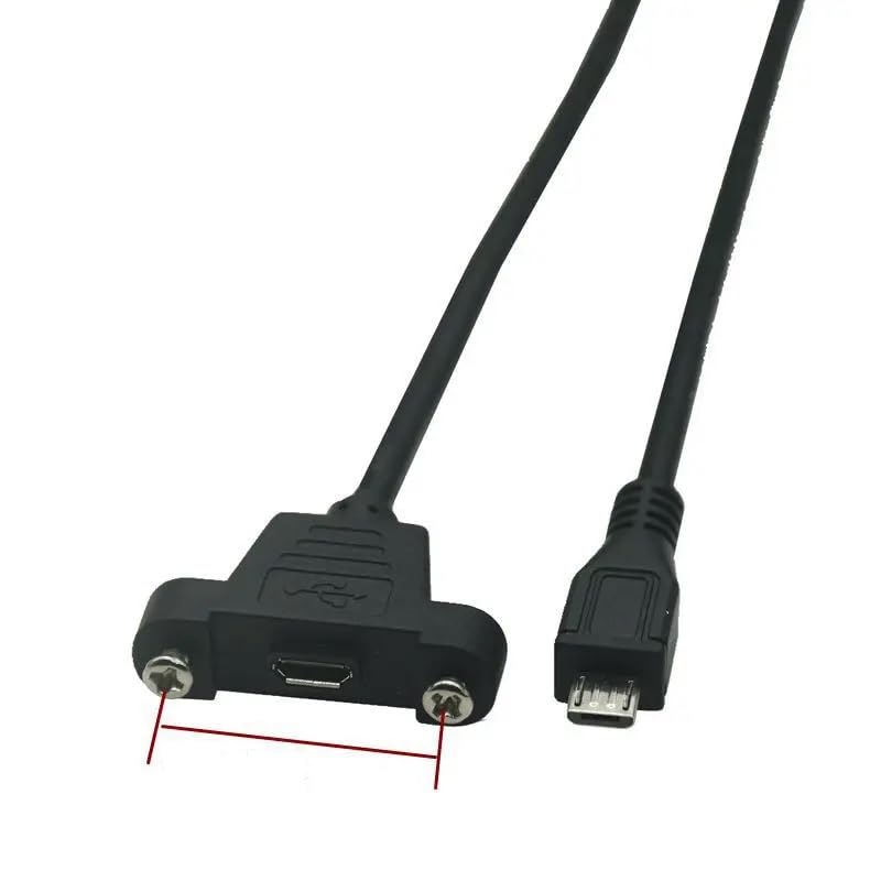 Micro USB Male to female Cable ; Panel Mount Lock Cable 