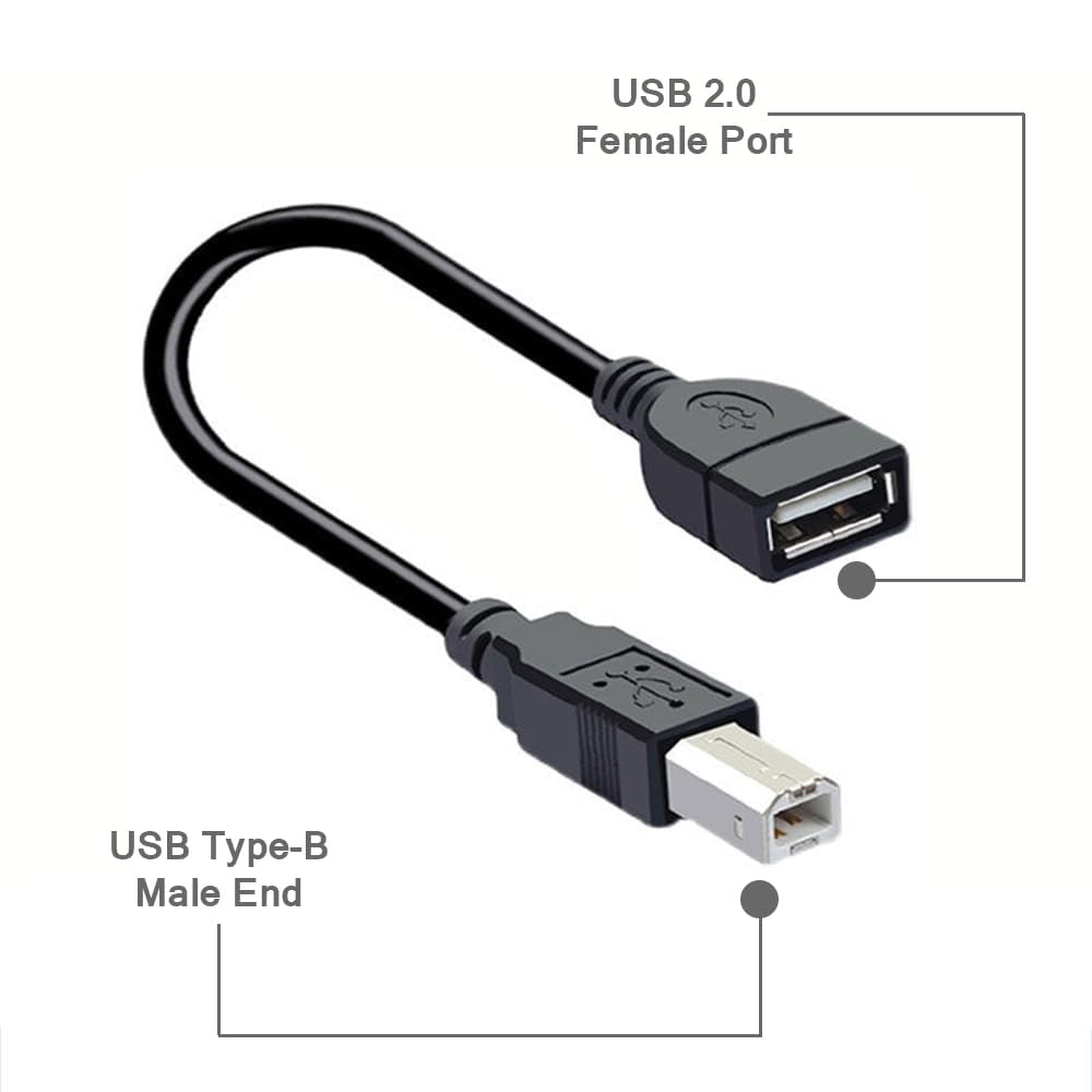 USB 2.0 Type A Female to USB B Male Plug (Printer Scanner) Adapter