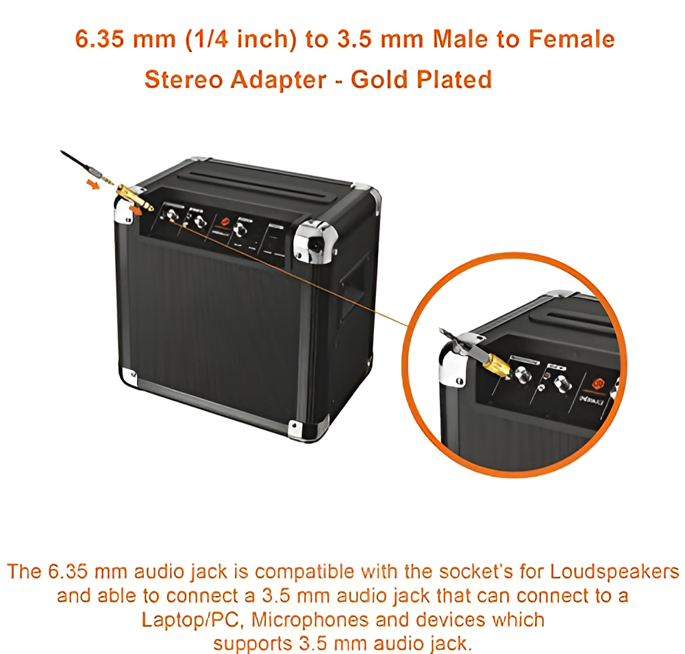 1/4 inch Male to 1/8 inch Female Connector