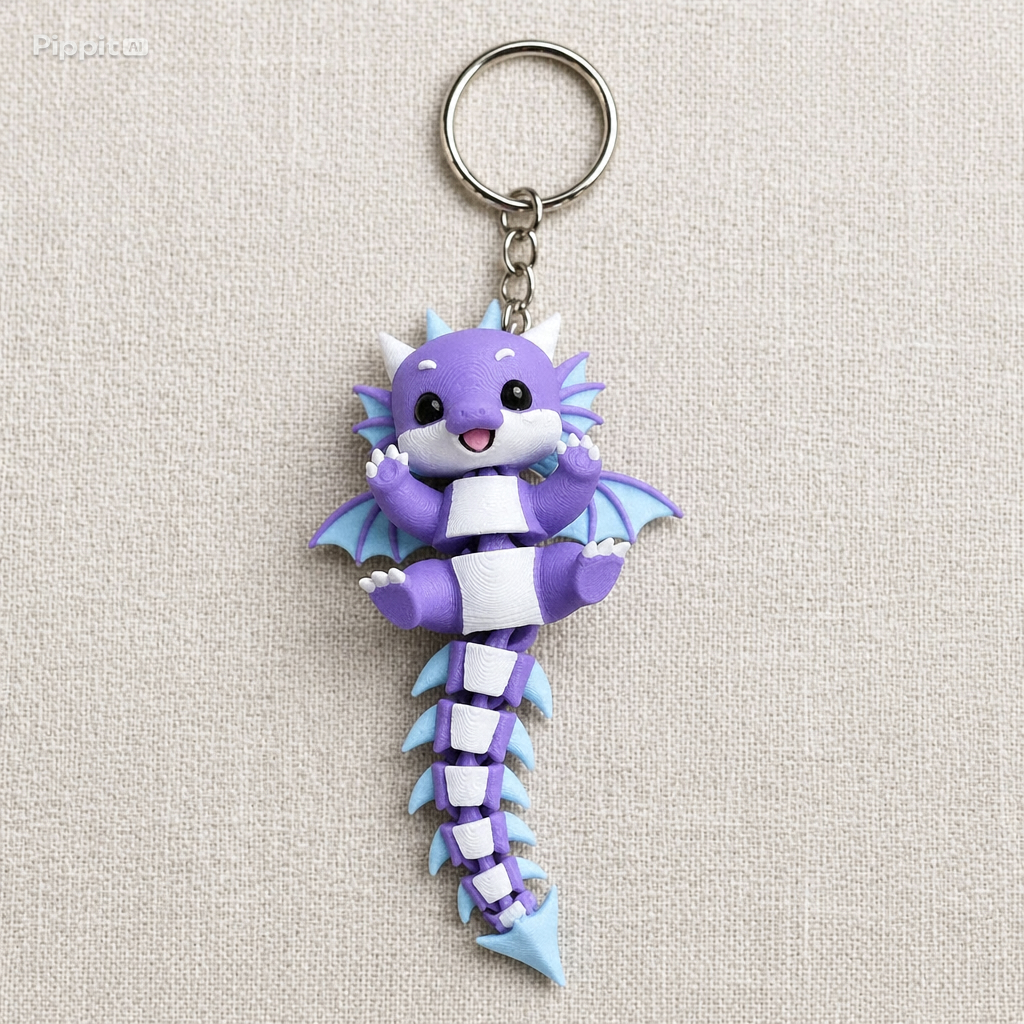 Cute Purple Dragon Keychain