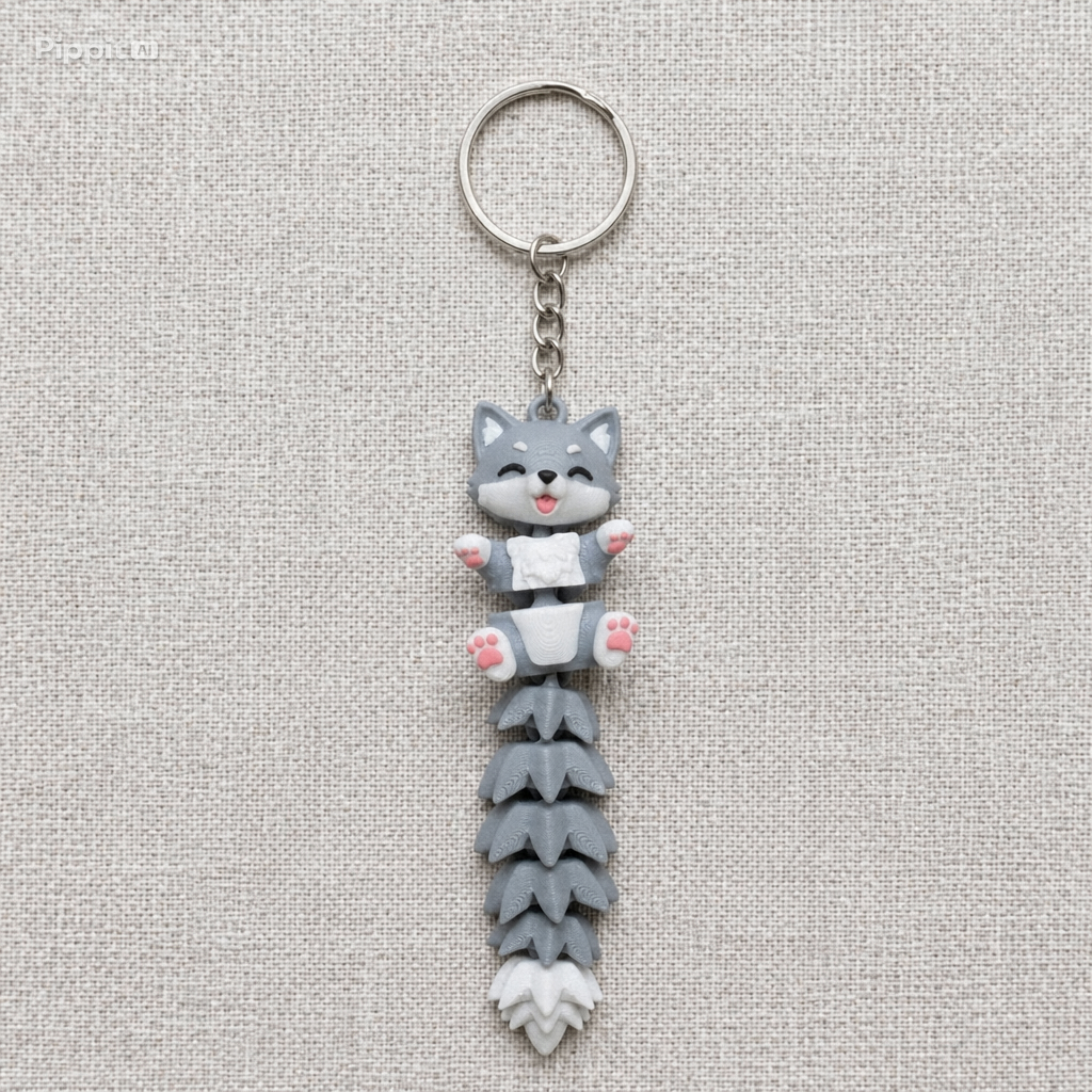 Wolf FlexiTail Keychain
