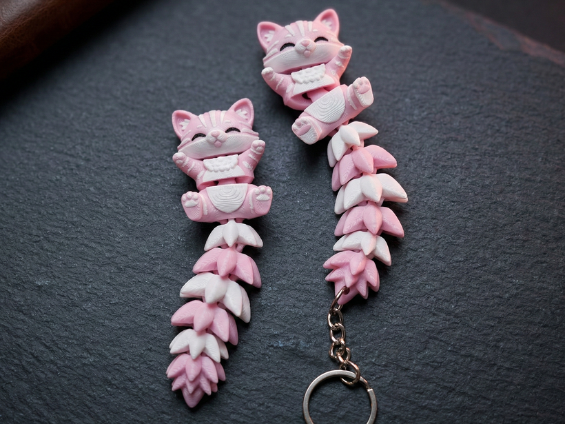 Pink Cat Flexitail Keychain