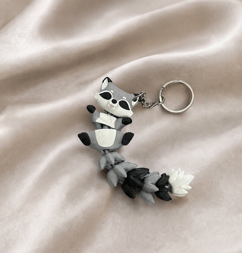 Racoon Flexitail Keychain