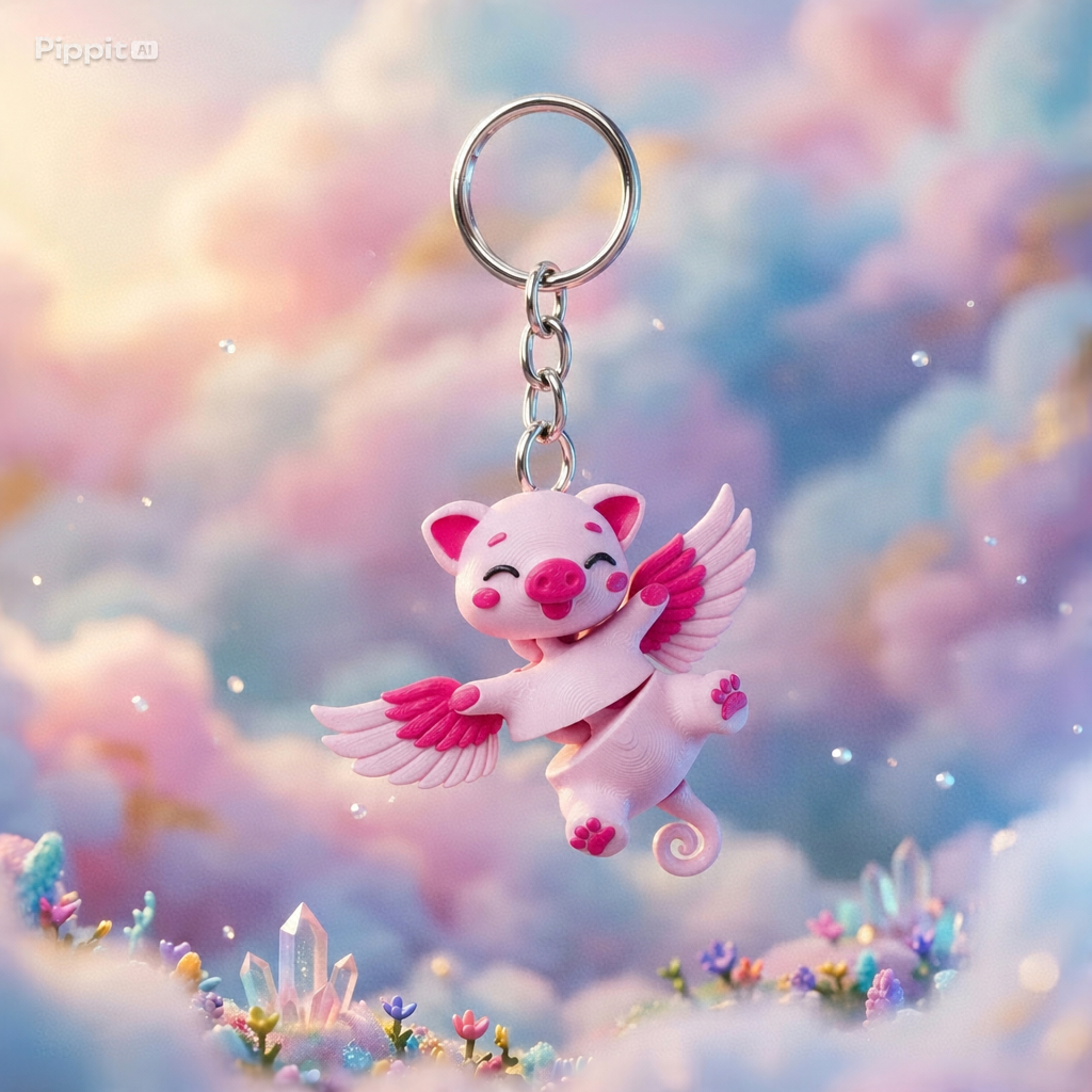 Flying Pig Keychain