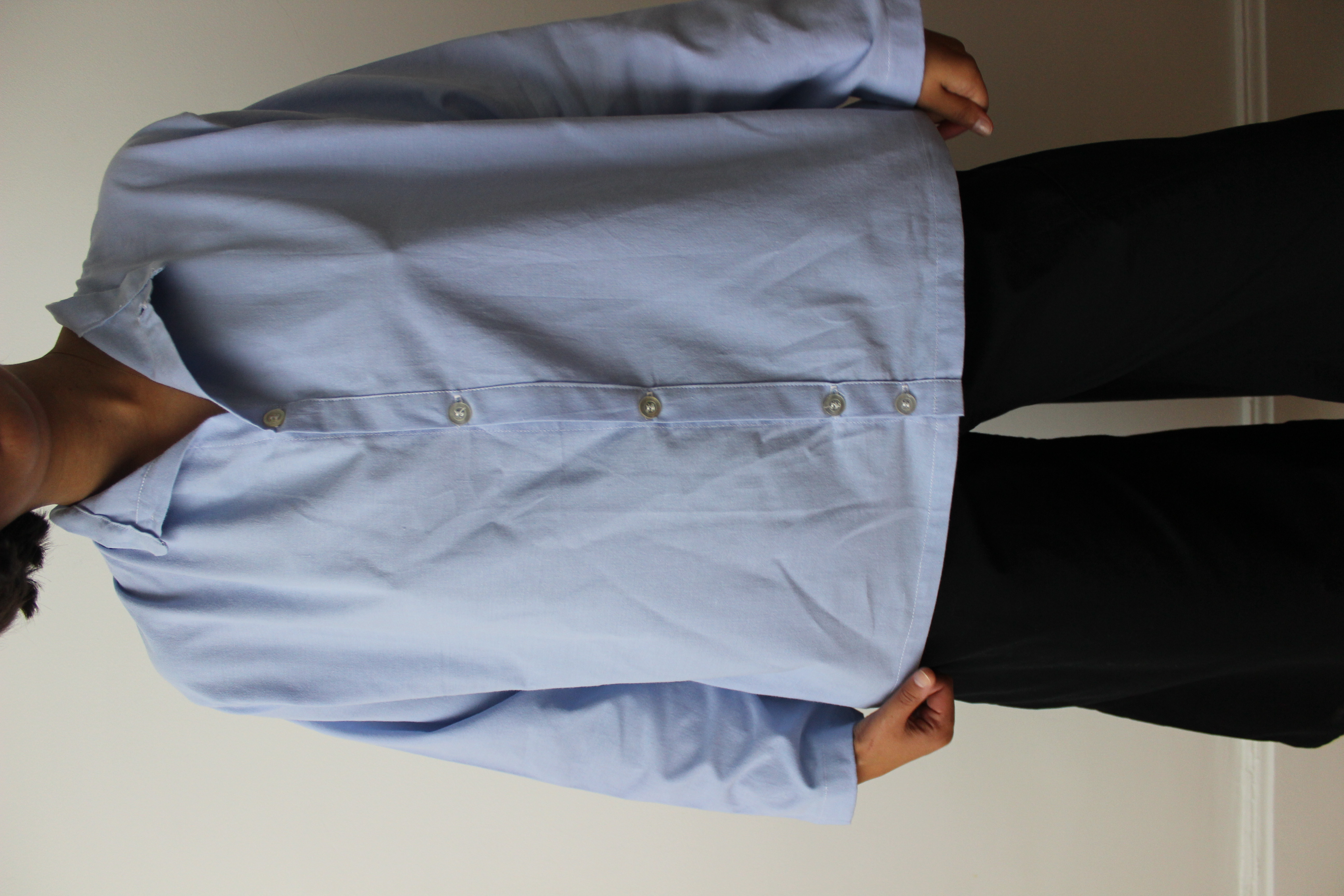 Chemise bleue col mao