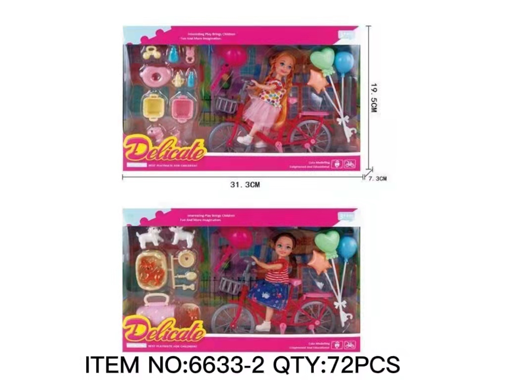 Doll Playset with Bicycle and Accessories