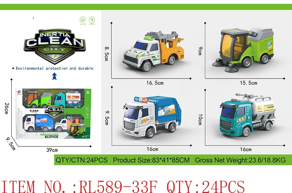 Inertia Clean City Toy Truck Set