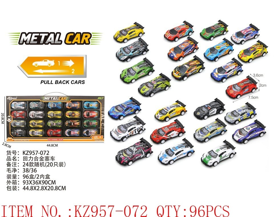 Pull Back Metal Race Cars