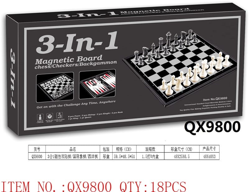 3-In-1 Magnetic Board Game Set