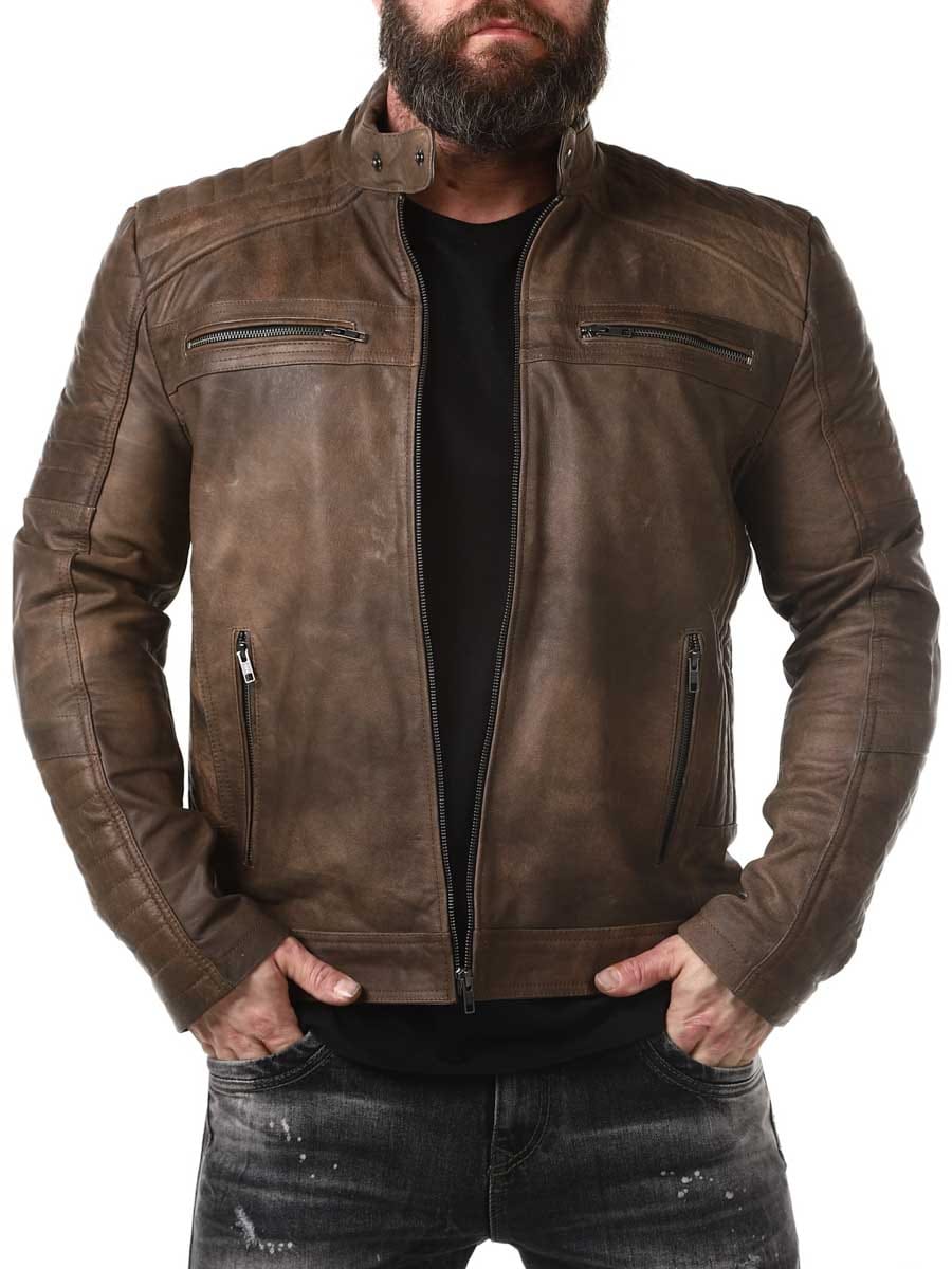 Chestnut Rider Men's Stylish Brown Biker Leather Jacket