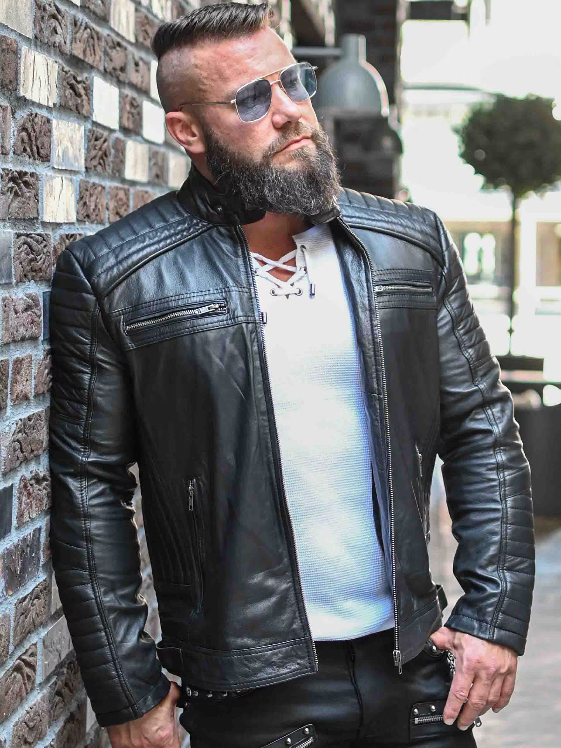 Midnight Maverick Men's Black Biker Leather Jacket