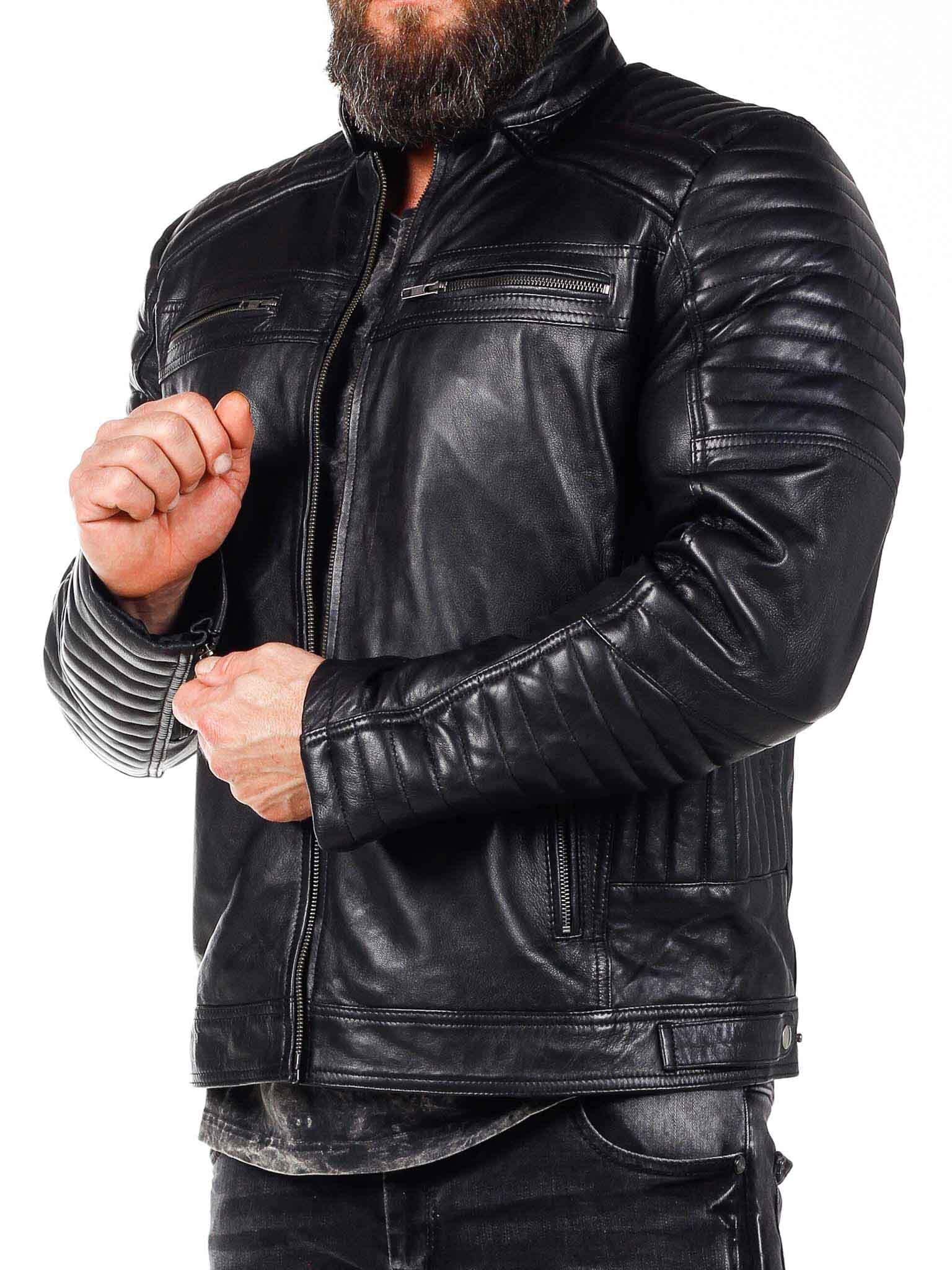 Midnight Maverick Men's Black Biker Leather Jacket