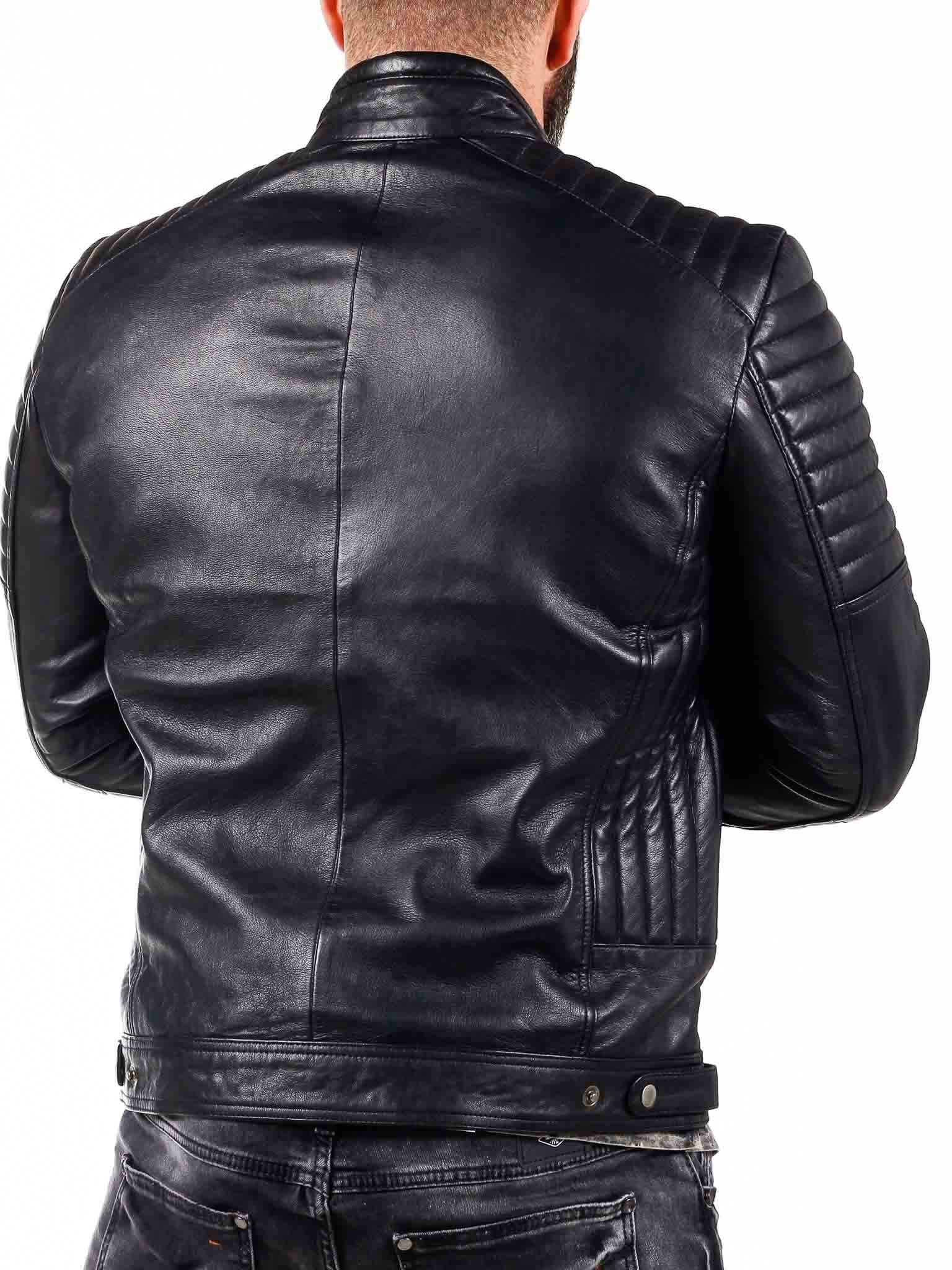 Midnight Maverick Men's Black Biker Leather Jacket