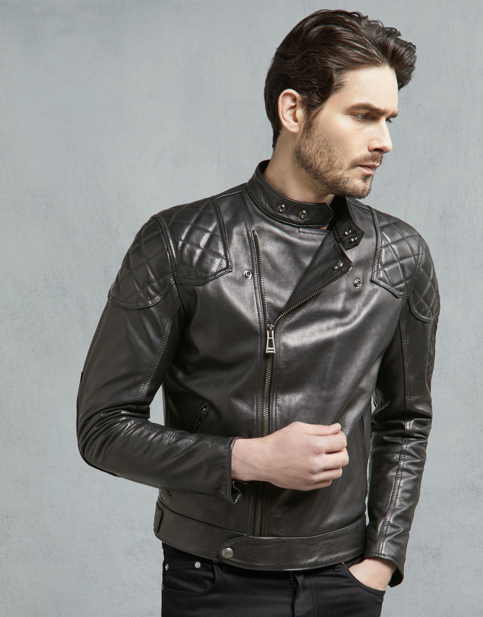 Black Thunder Men's Biker Leather Jacket