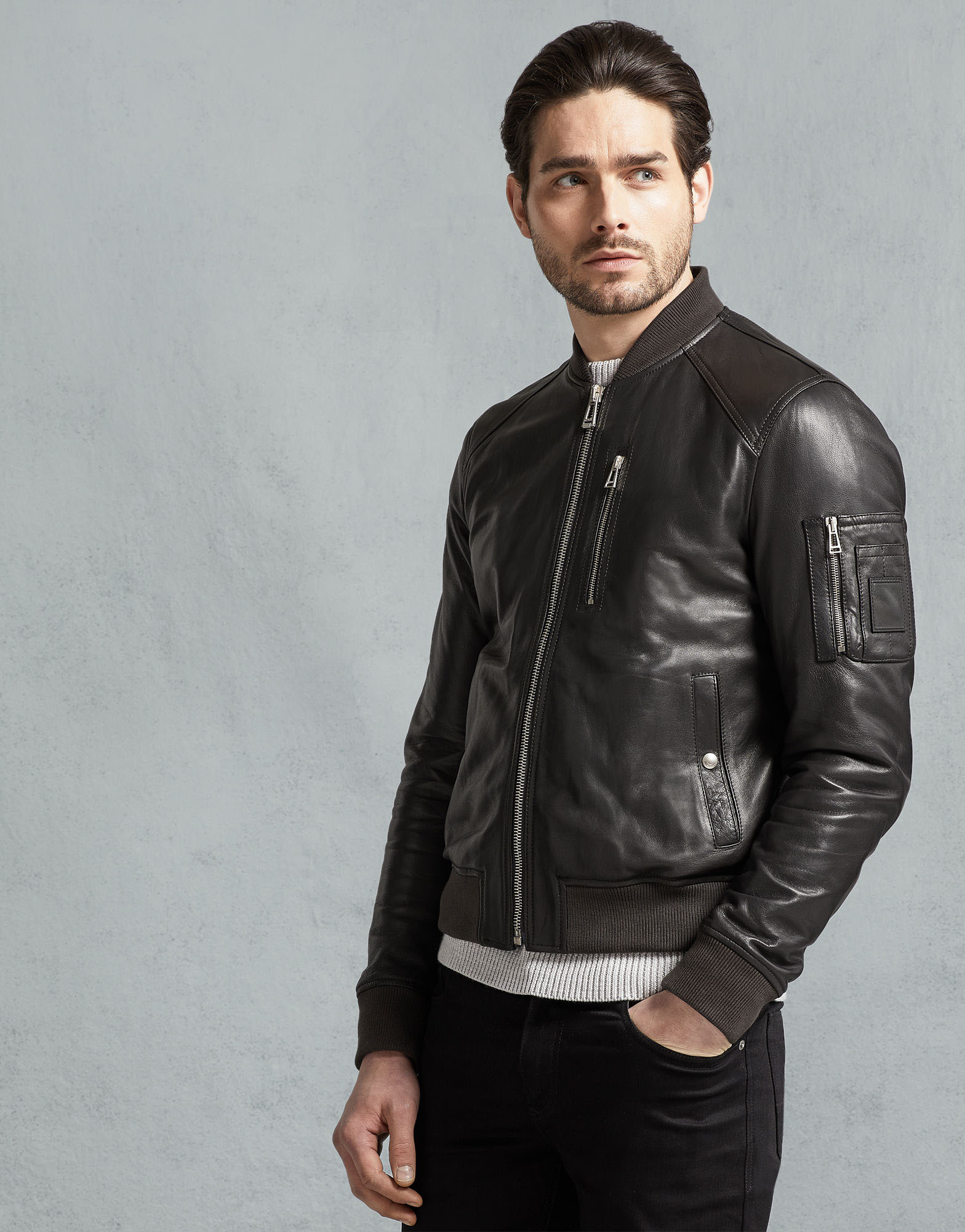 Men's Sleek Brown Genuine Leather Jacket