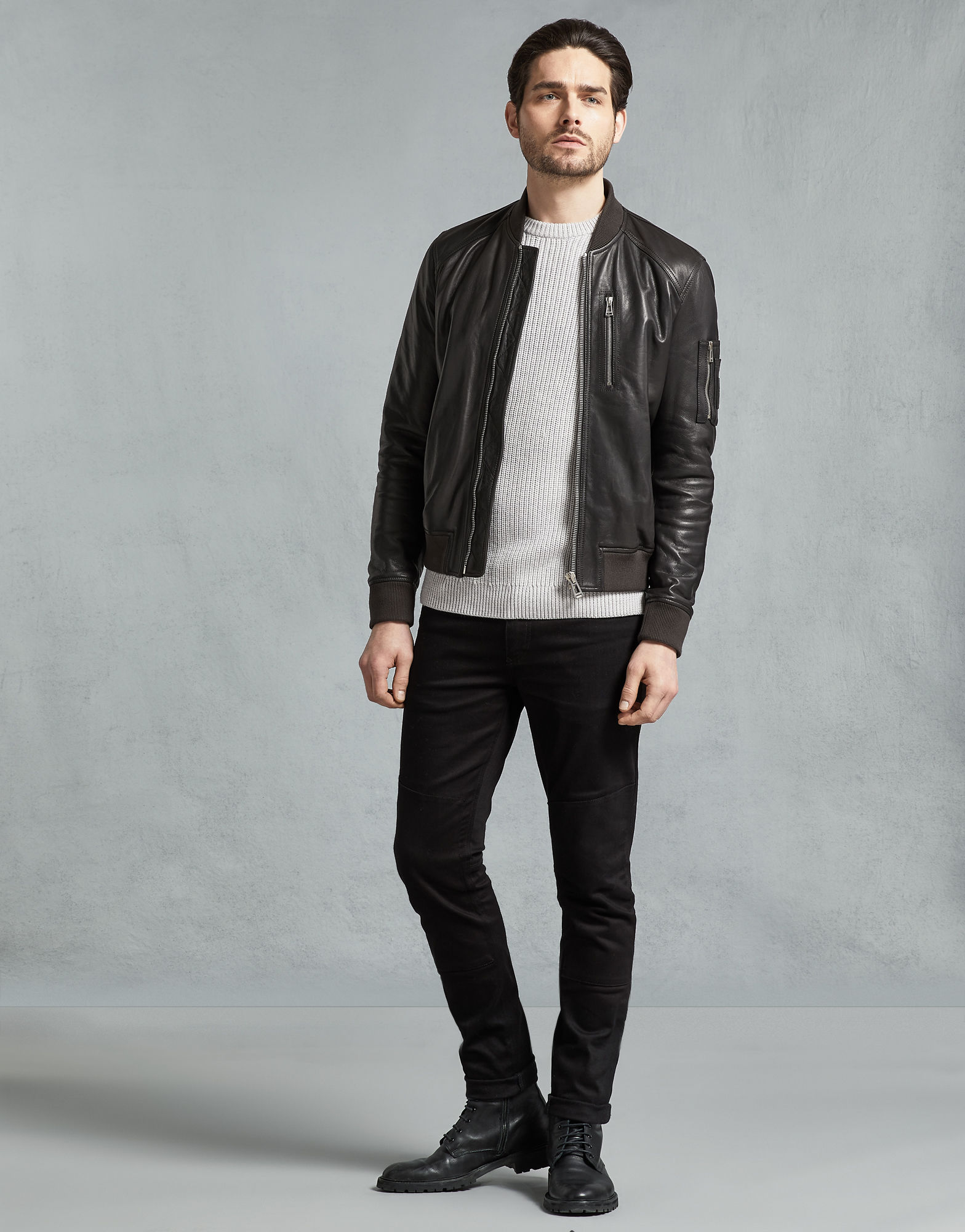 Men's Sleek Brown Genuine Leather Jacket