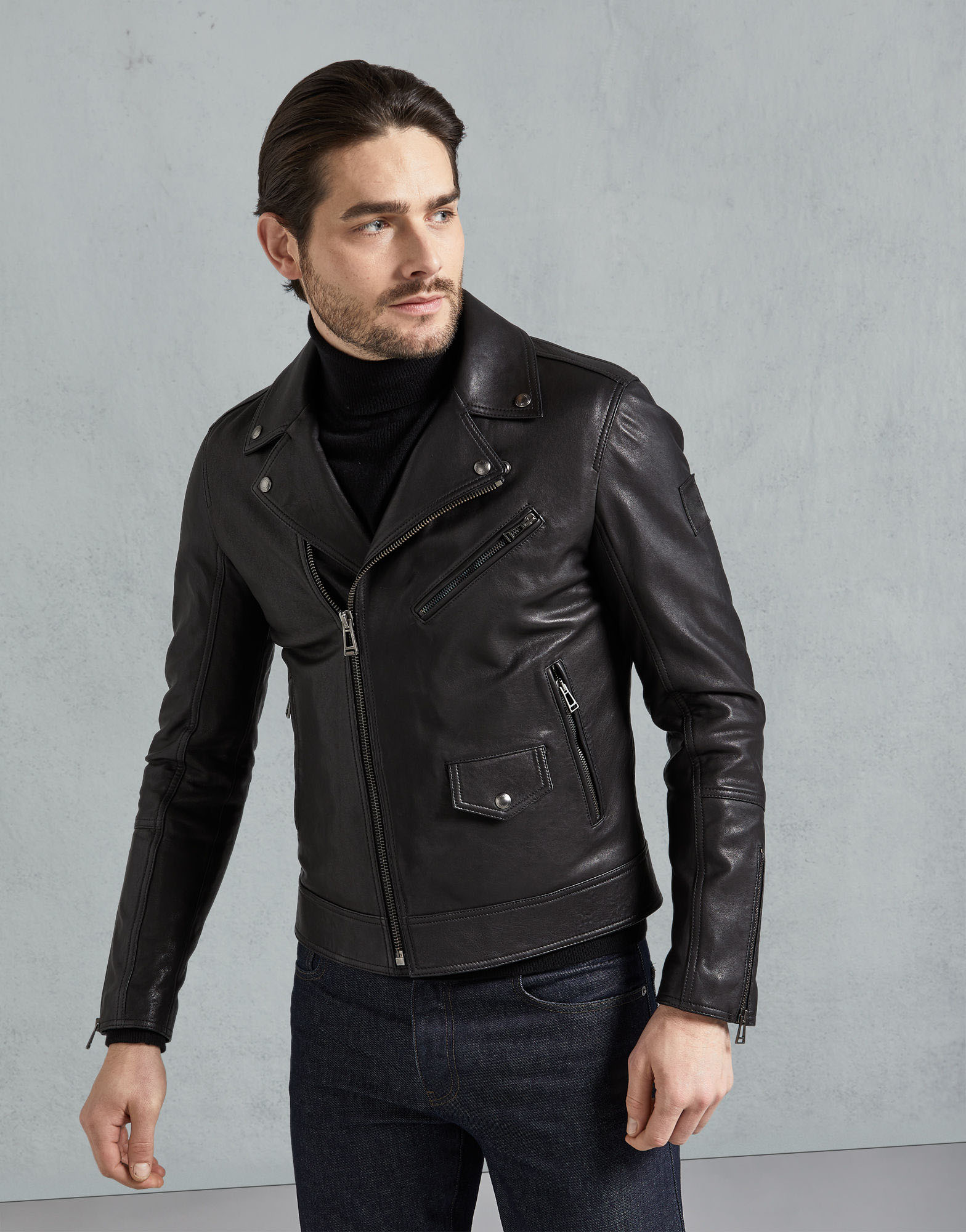 Men's Black Classic Biker Leather Jacket – Timeless Design for Every Ride