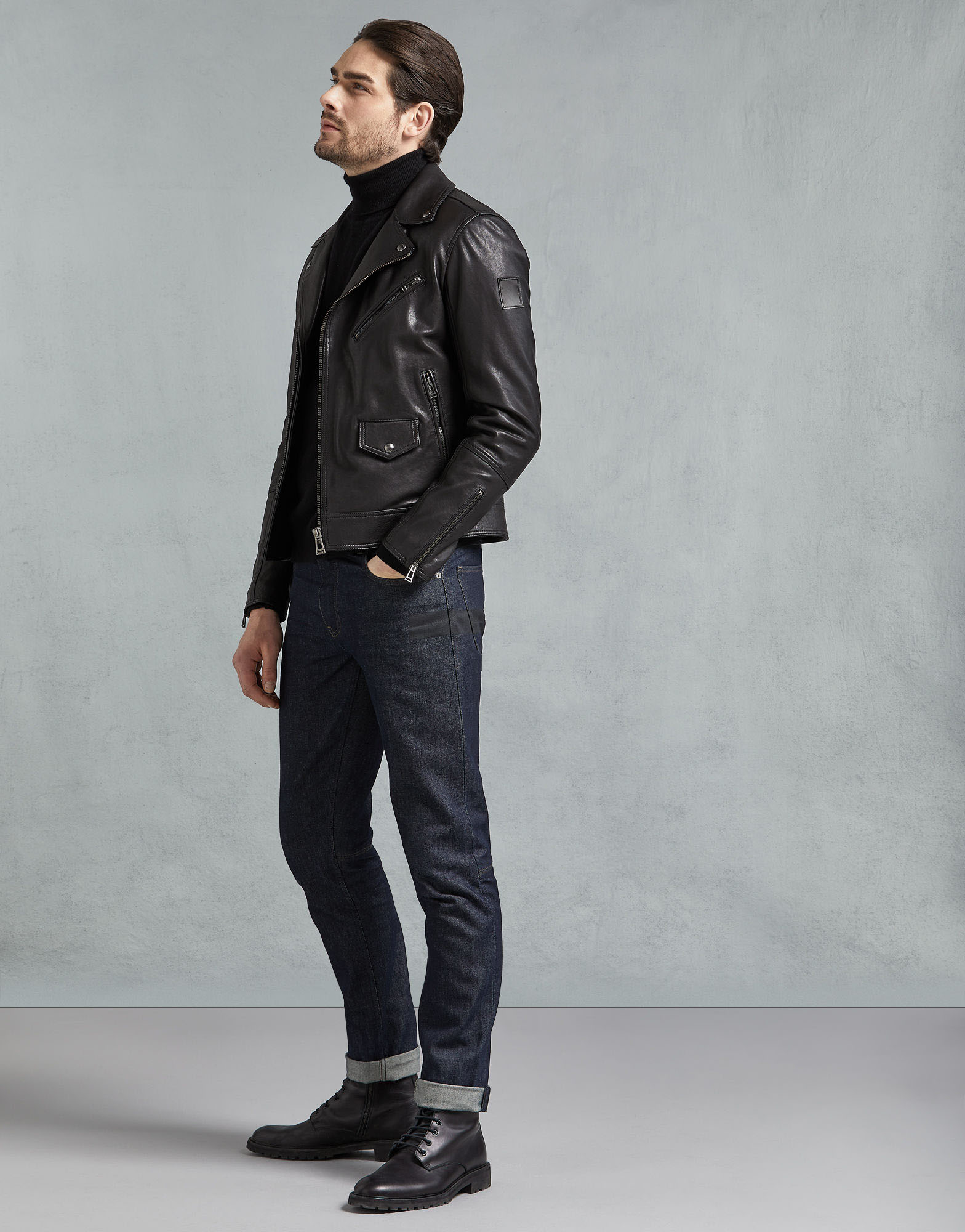 Men's Black Classic Biker Leather Jacket – Timeless Design for Every Ride