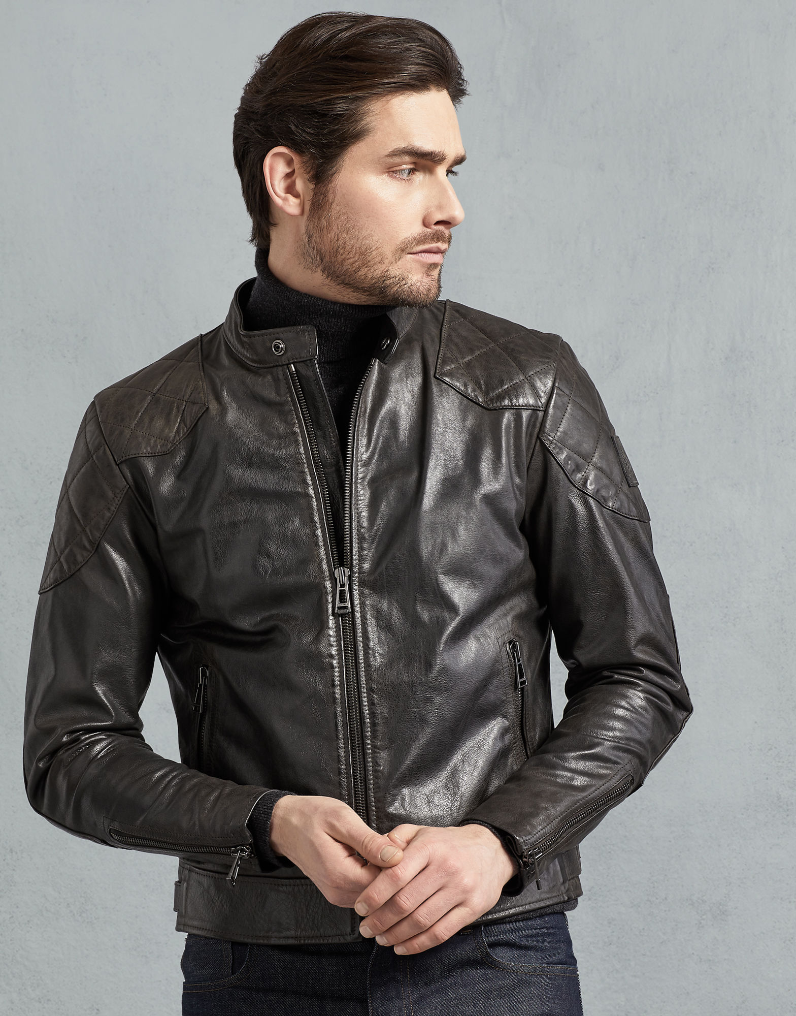Midnight Flash Rider Men's Brown Leather Biker Jacket