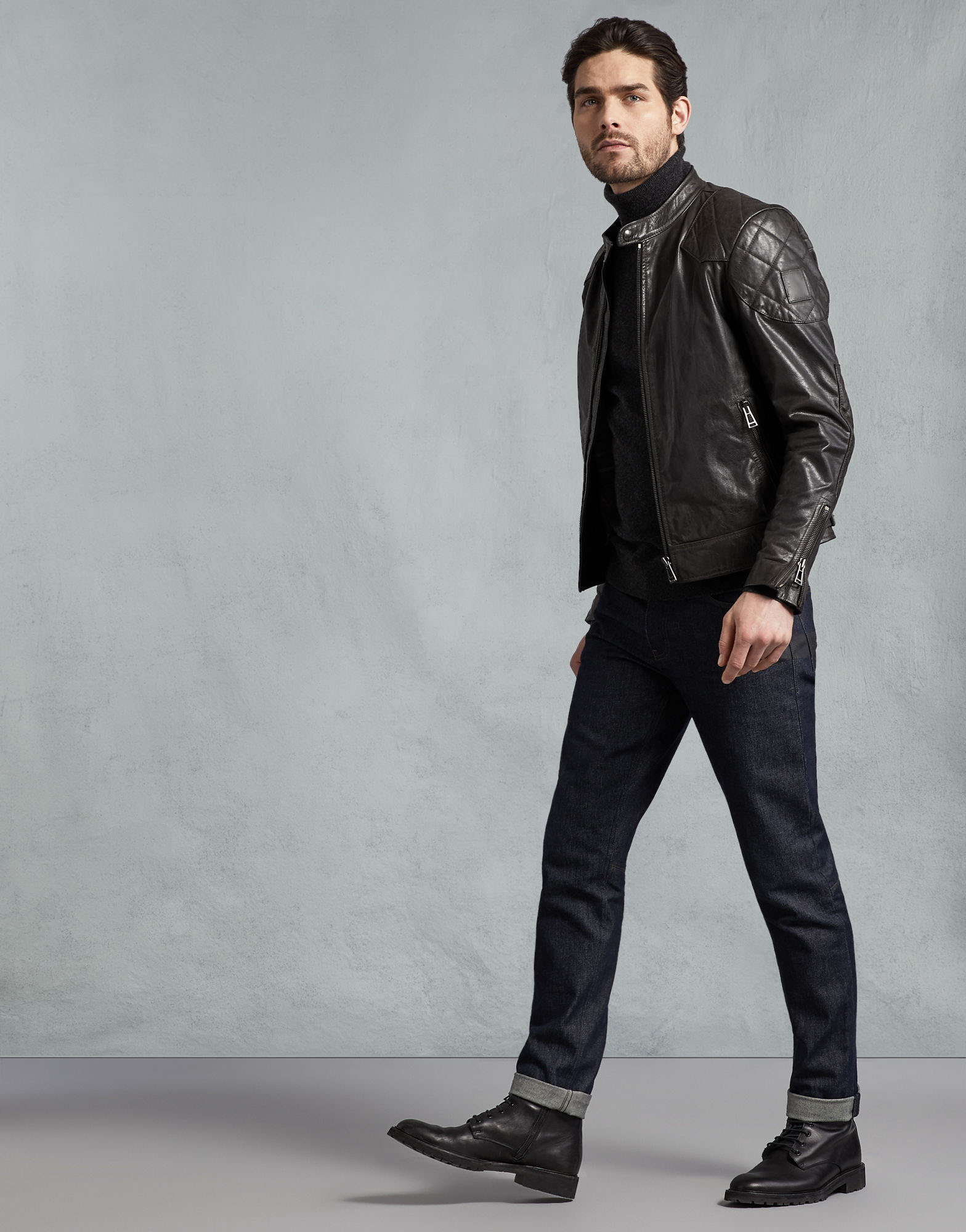 Midnight Flash Rider Men's Brown Leather Biker Jacket