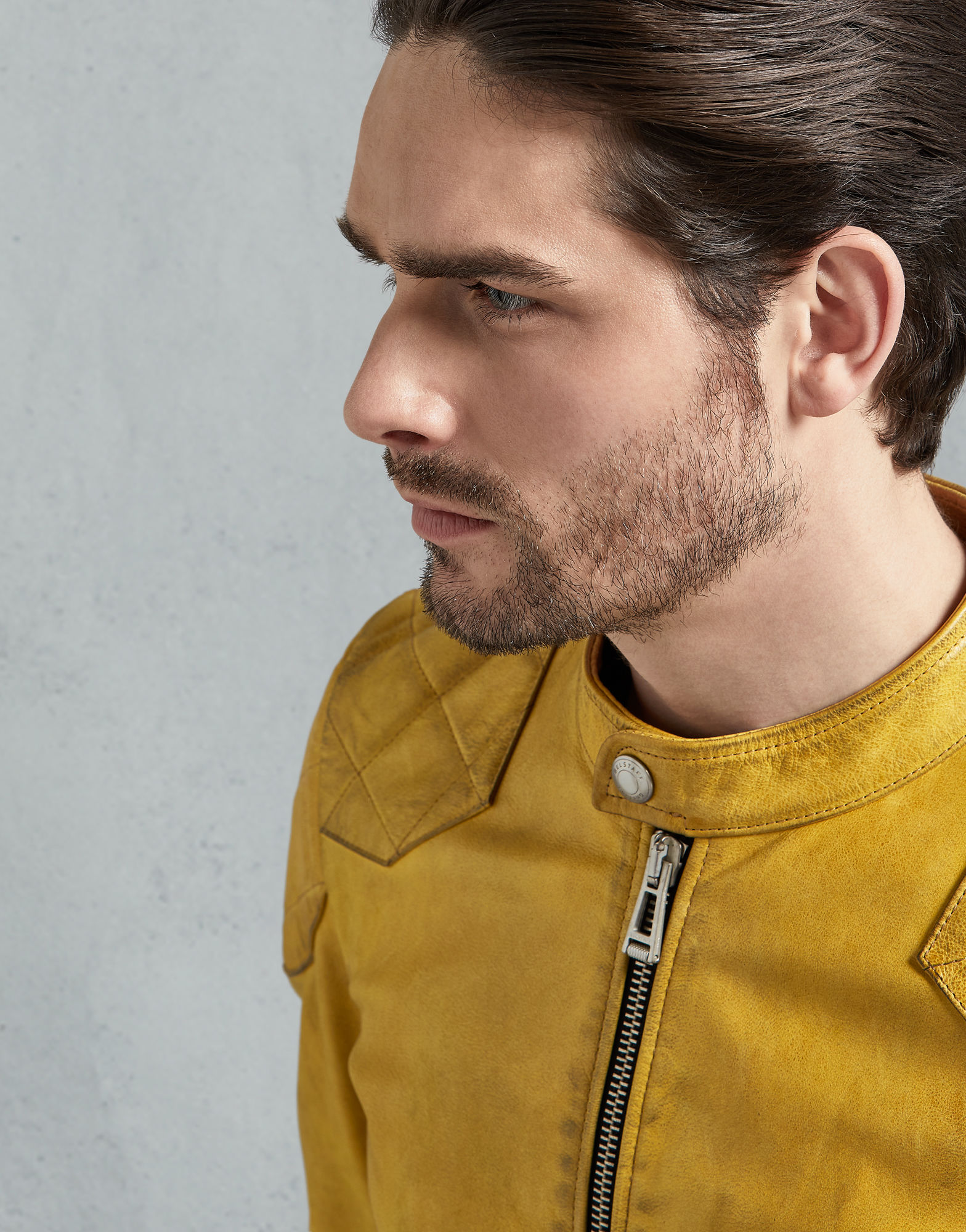 Sunfire Edge Men's Yellow Leather Biker Jacket