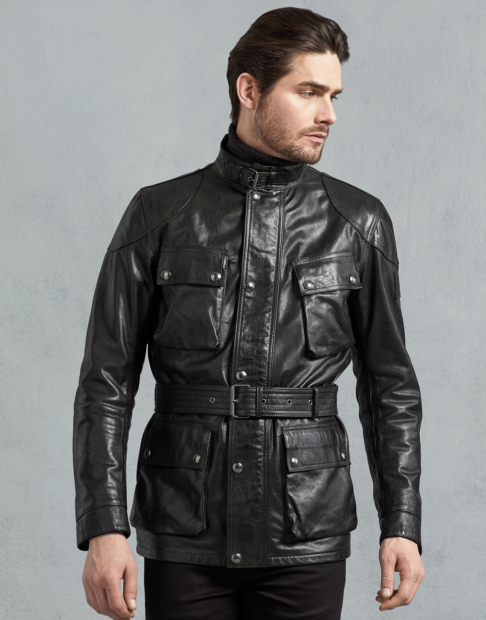 Black Forge Men's Leather Trial Master Motorcycle Jacket