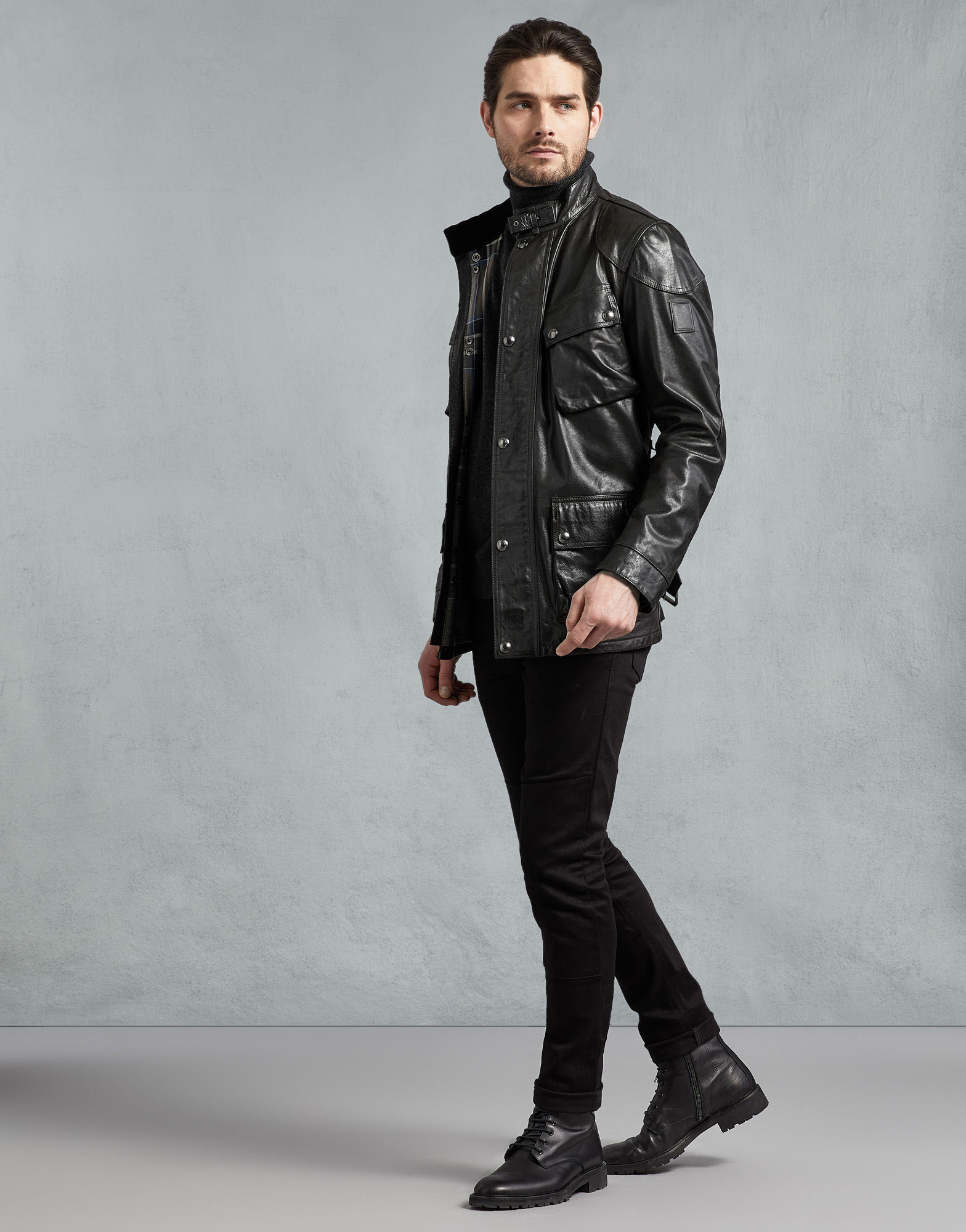 Black Forge Men's Leather Trial Master Motorcycle Jacket