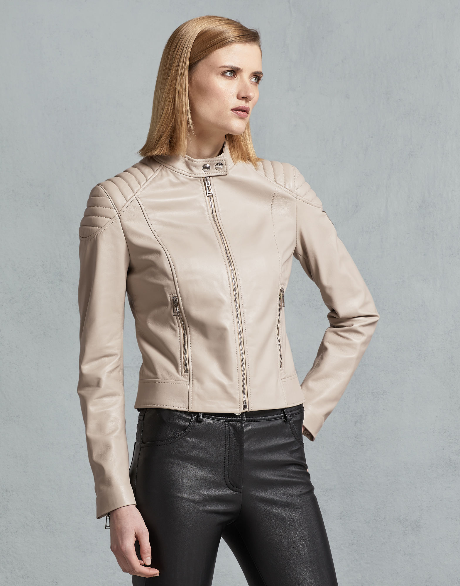 Arctic Rebel Women's White Leather Biker Jacket