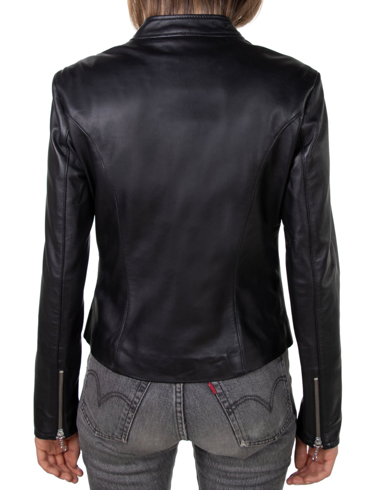 Shadow Luxe: Women's Black Leather Biker Jacket