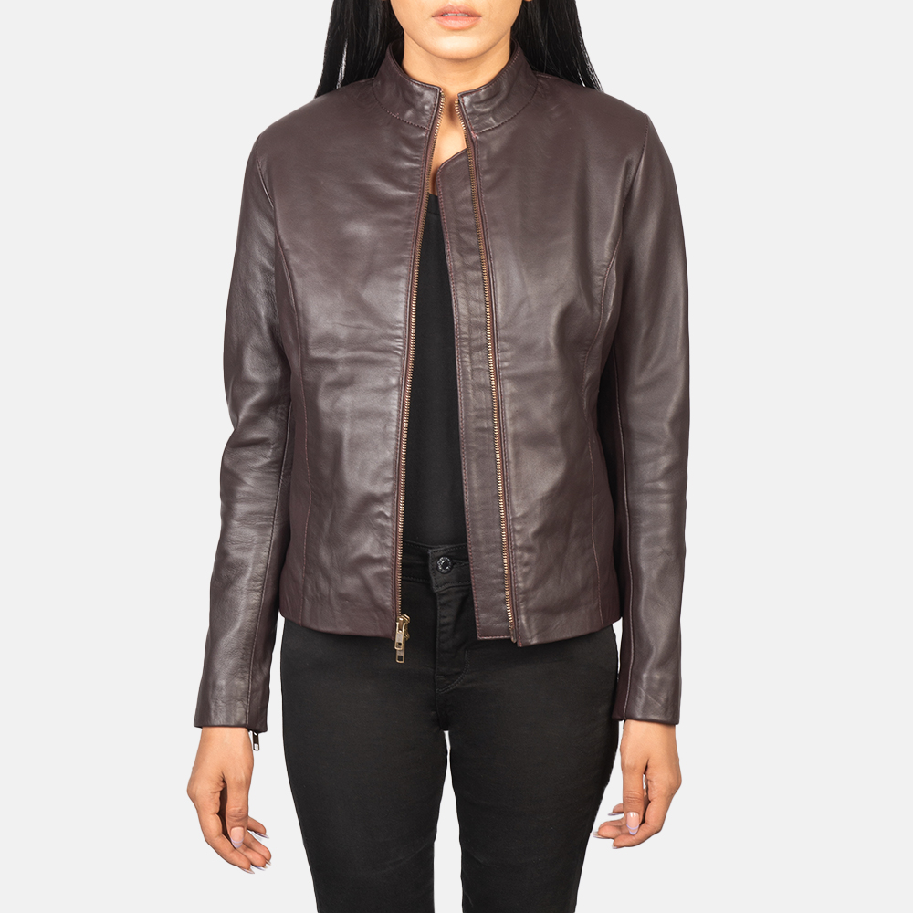 Ruby Rider Women's Maroon Leather Biker Jacket