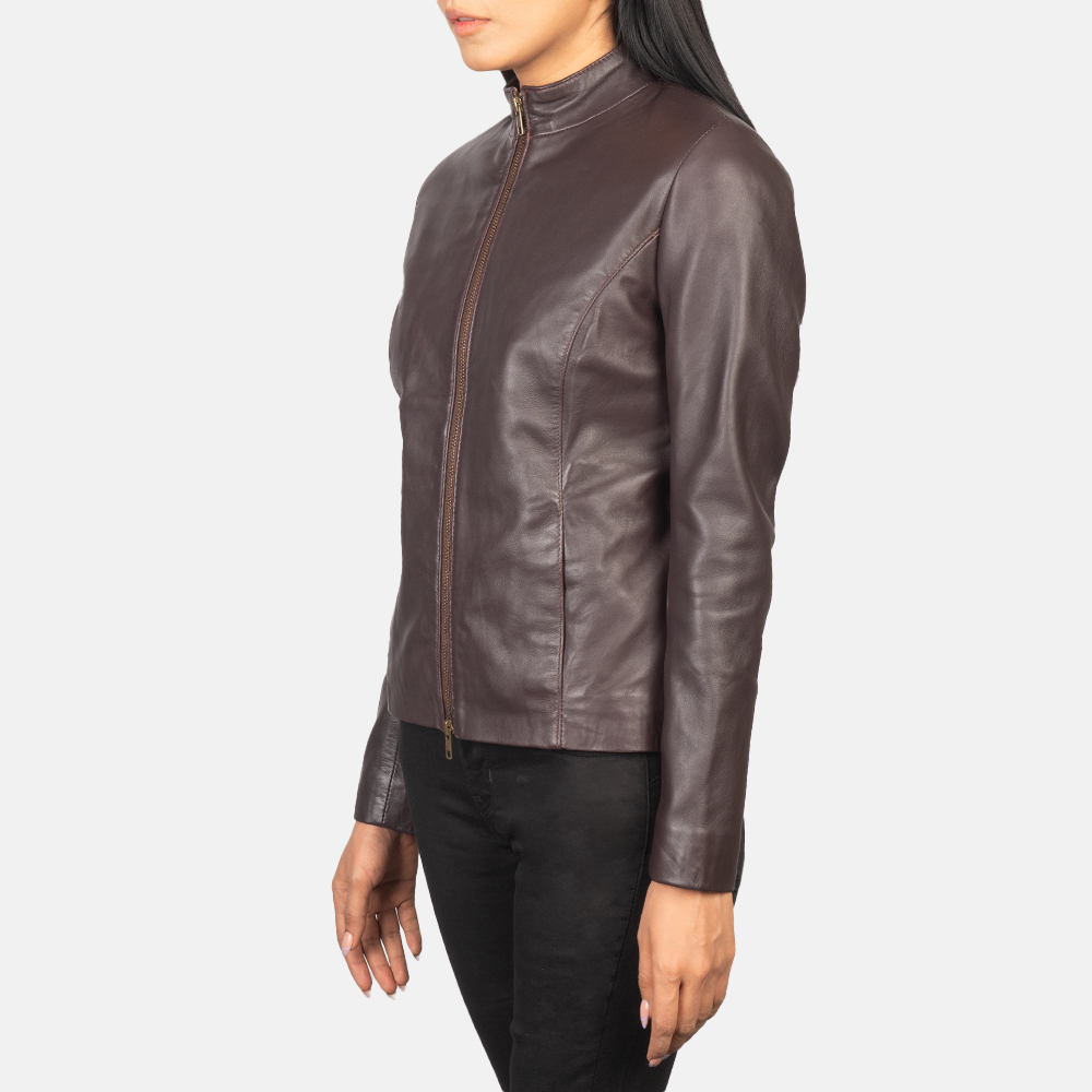Ruby Rider Women's Maroon Leather Biker Jacket