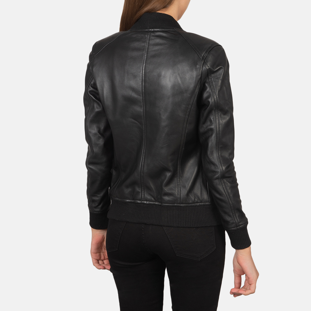 Black Sky Women's Leather Bomber Jacket