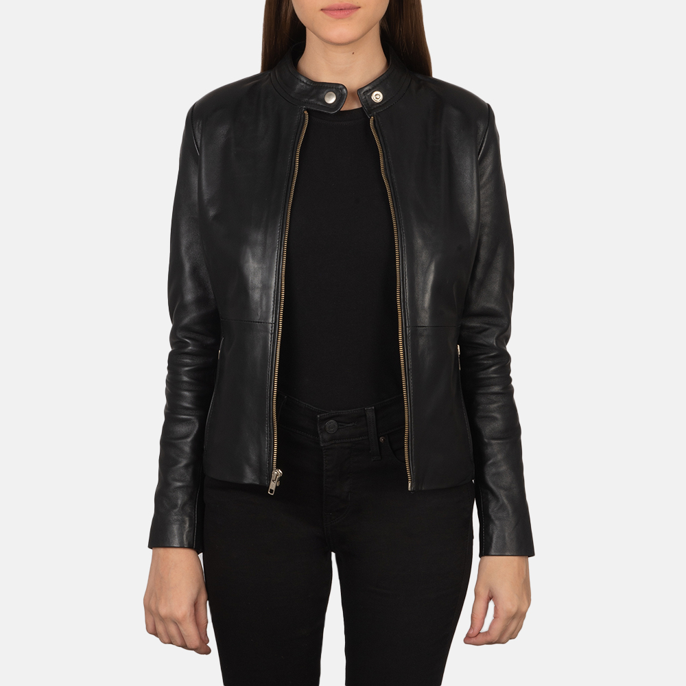 Onyx Edge Women's Sleek Black Leather Biker Jacket