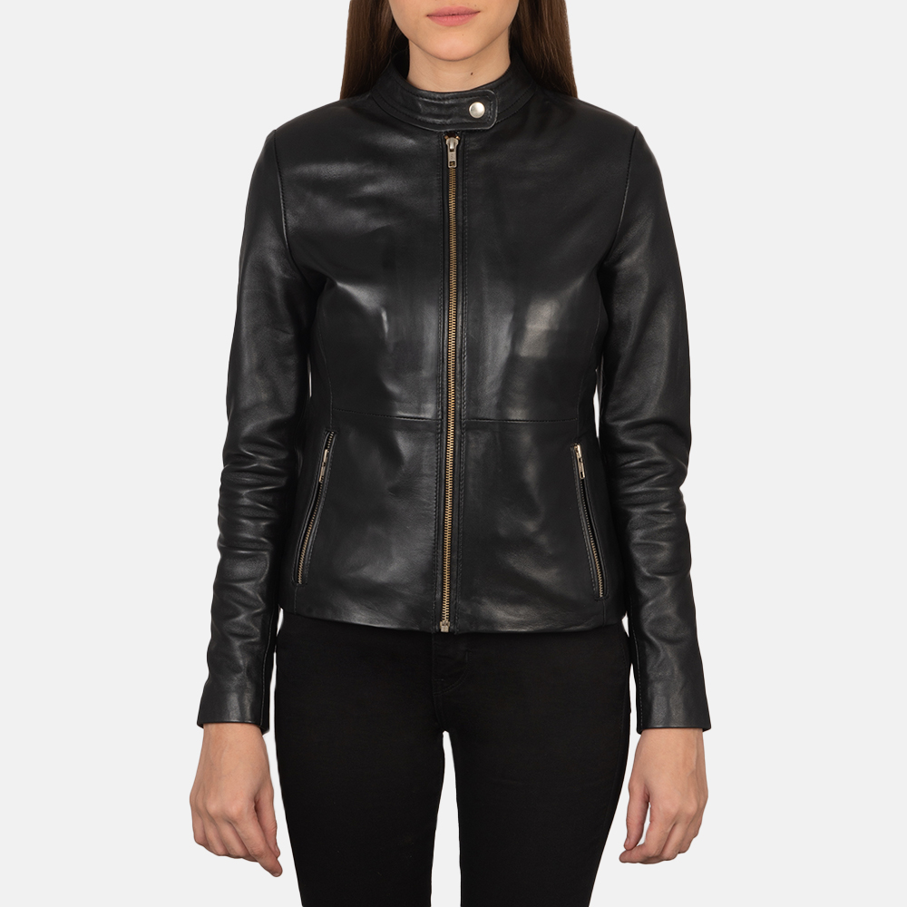 Onyx Edge Women's Sleek Black Leather Biker Jacket